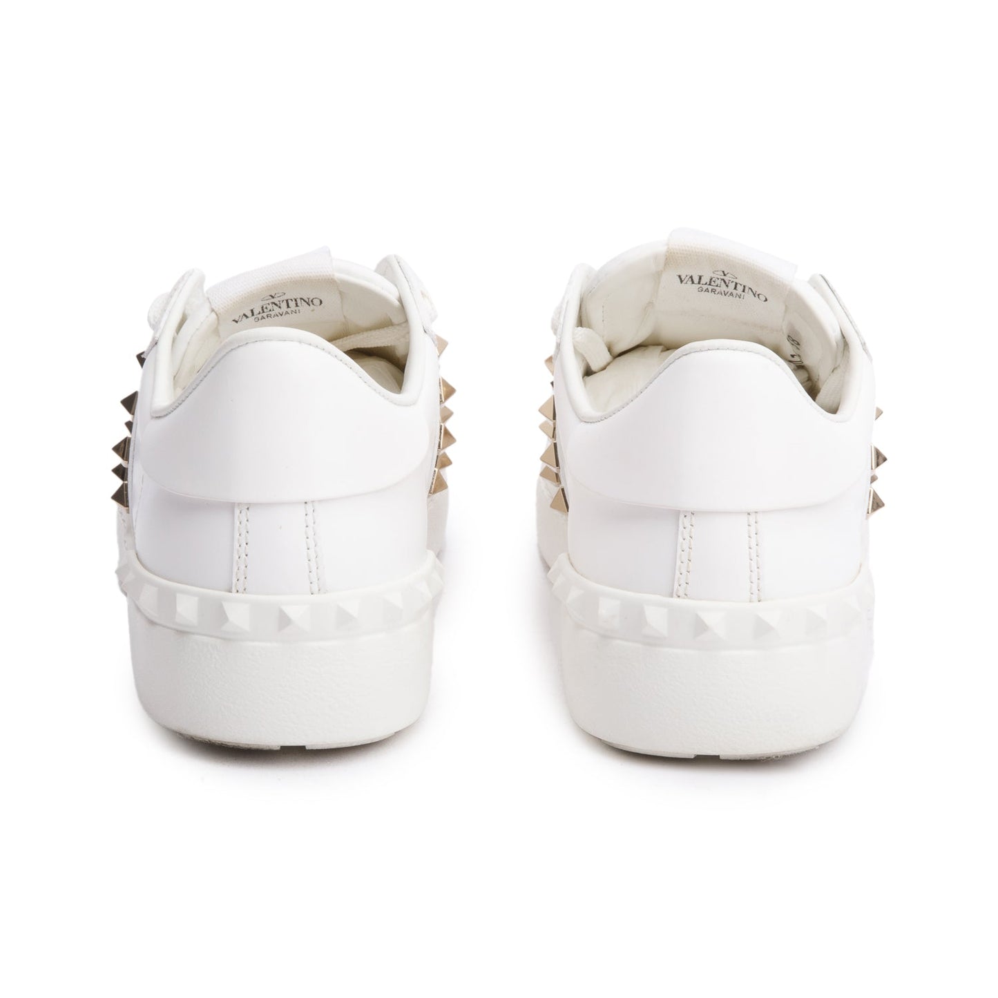 Valentino White Leather Rockstud Untitled Sneakers, Size 38