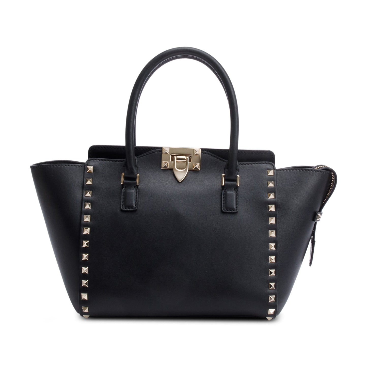 Valentino Black Calfskin Leather Small Rockstud Tote Bag
