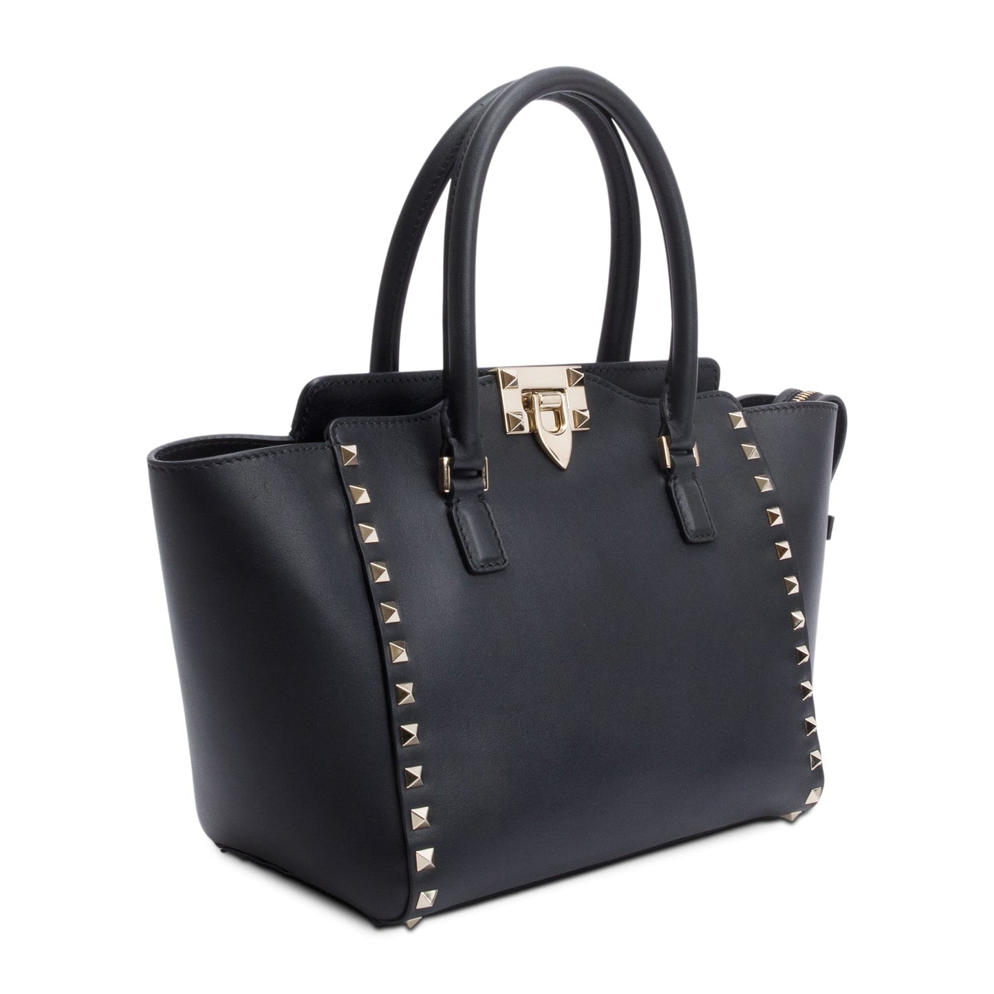 Valentino Black Calfskin Leather Small Rockstud Tote Bag