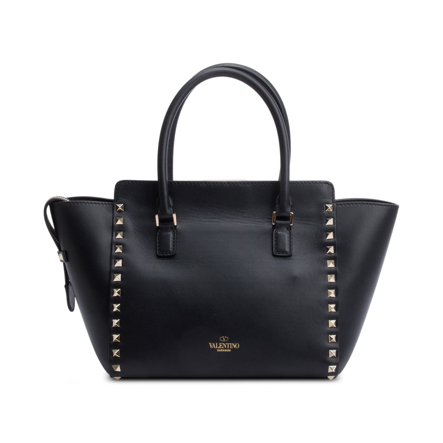 Valentino Black Calfskin Leather Small Rockstud Tote Bag