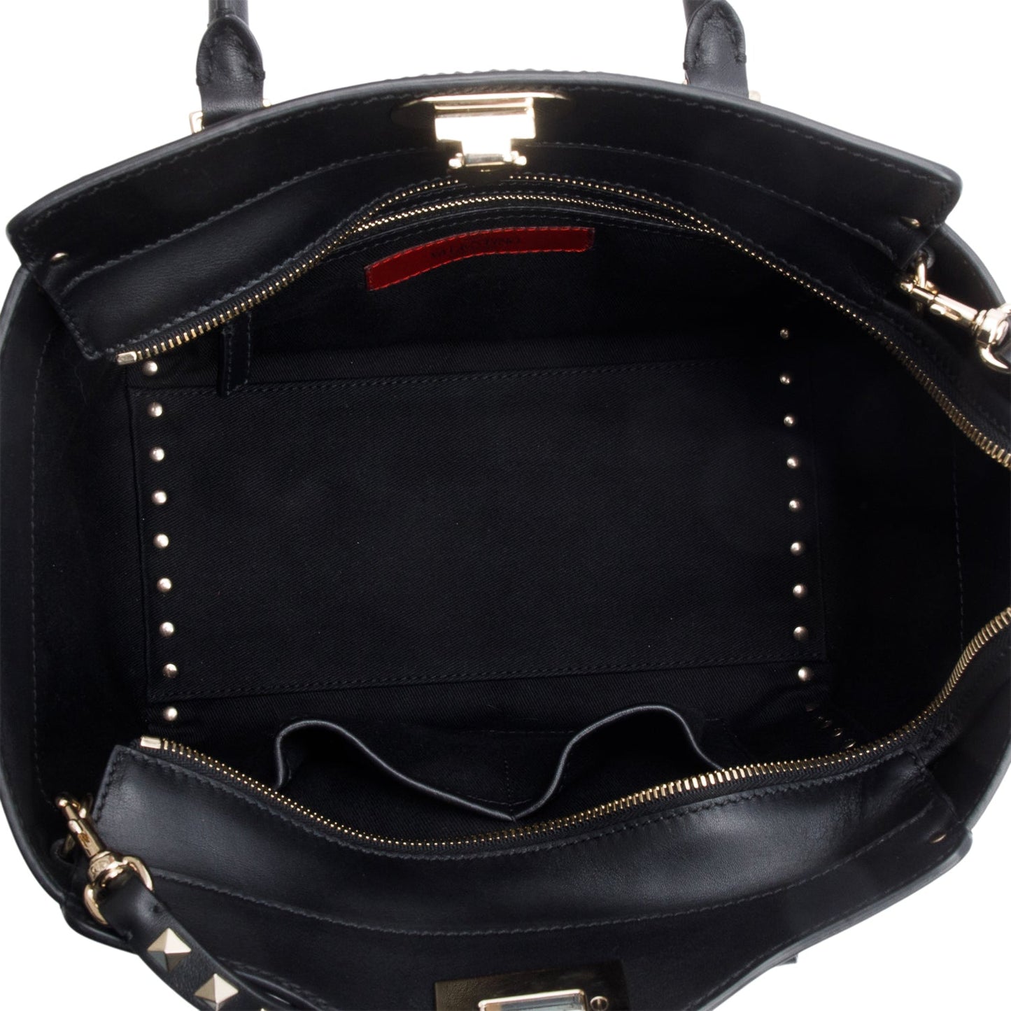 Valentino Black Calfskin Leather Small Rockstud Tote Bag
