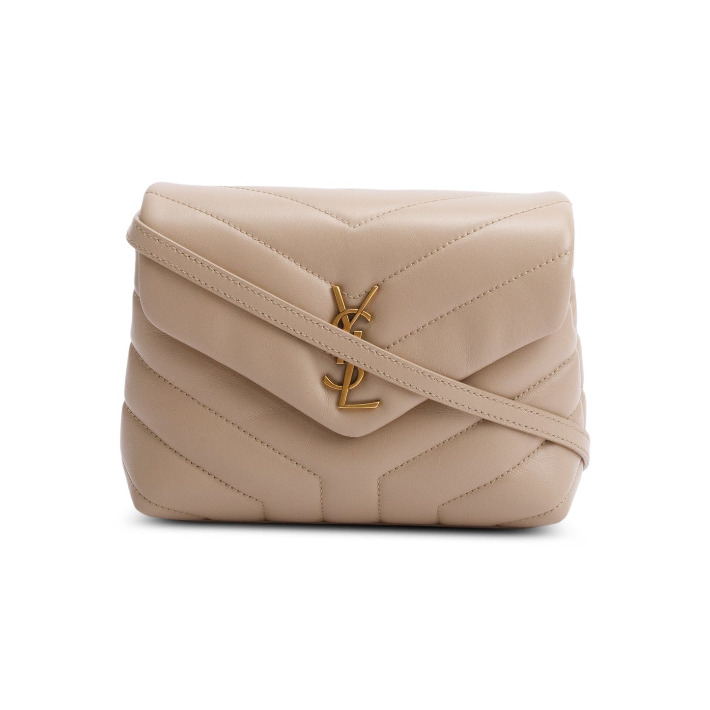 Saint Laurent 2021 Beige Monogram Matelasse Toy Loulou Crossbody Bag