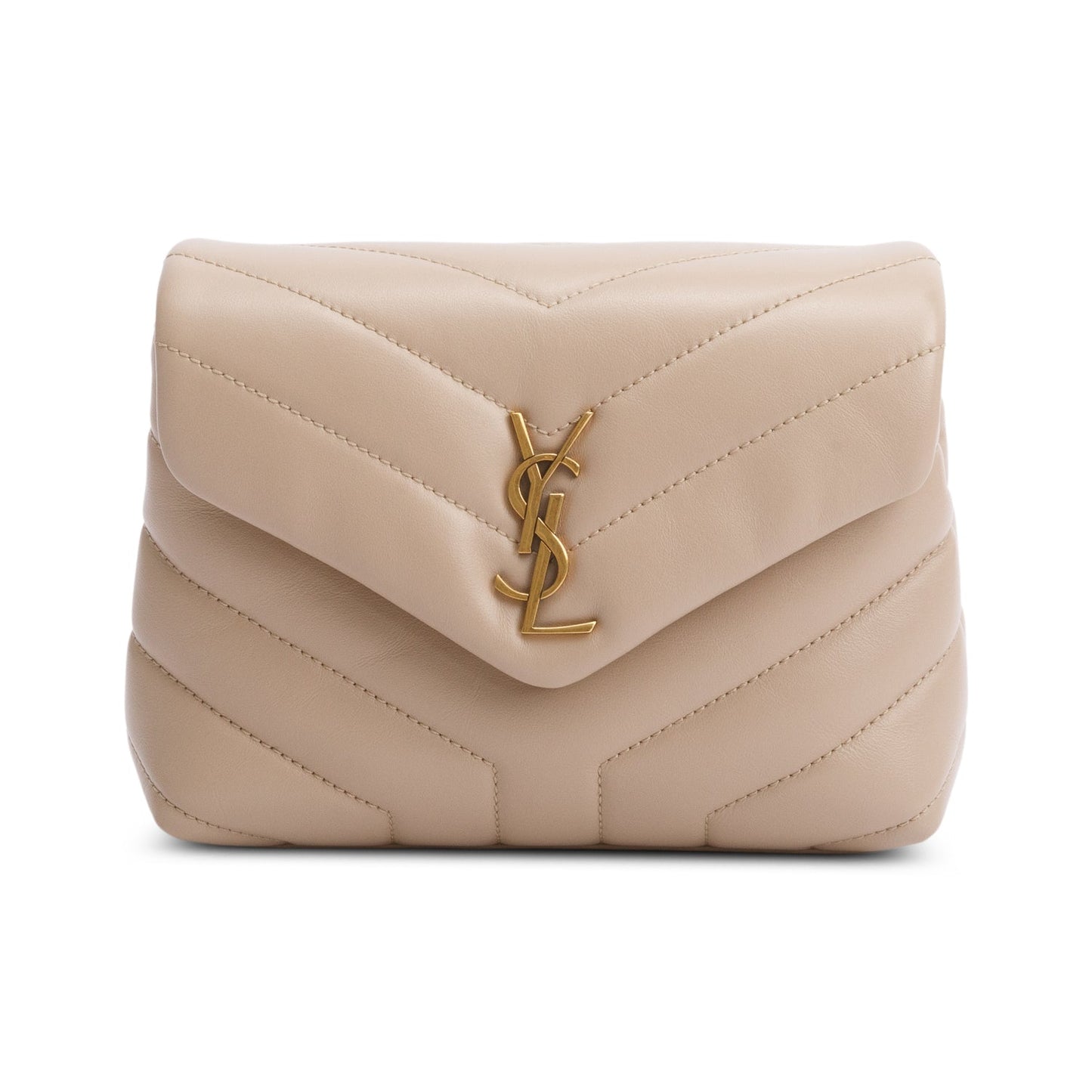 Saint Laurent 2021 Beige Monogram Matelasse Toy Loulou Crossbody Bag