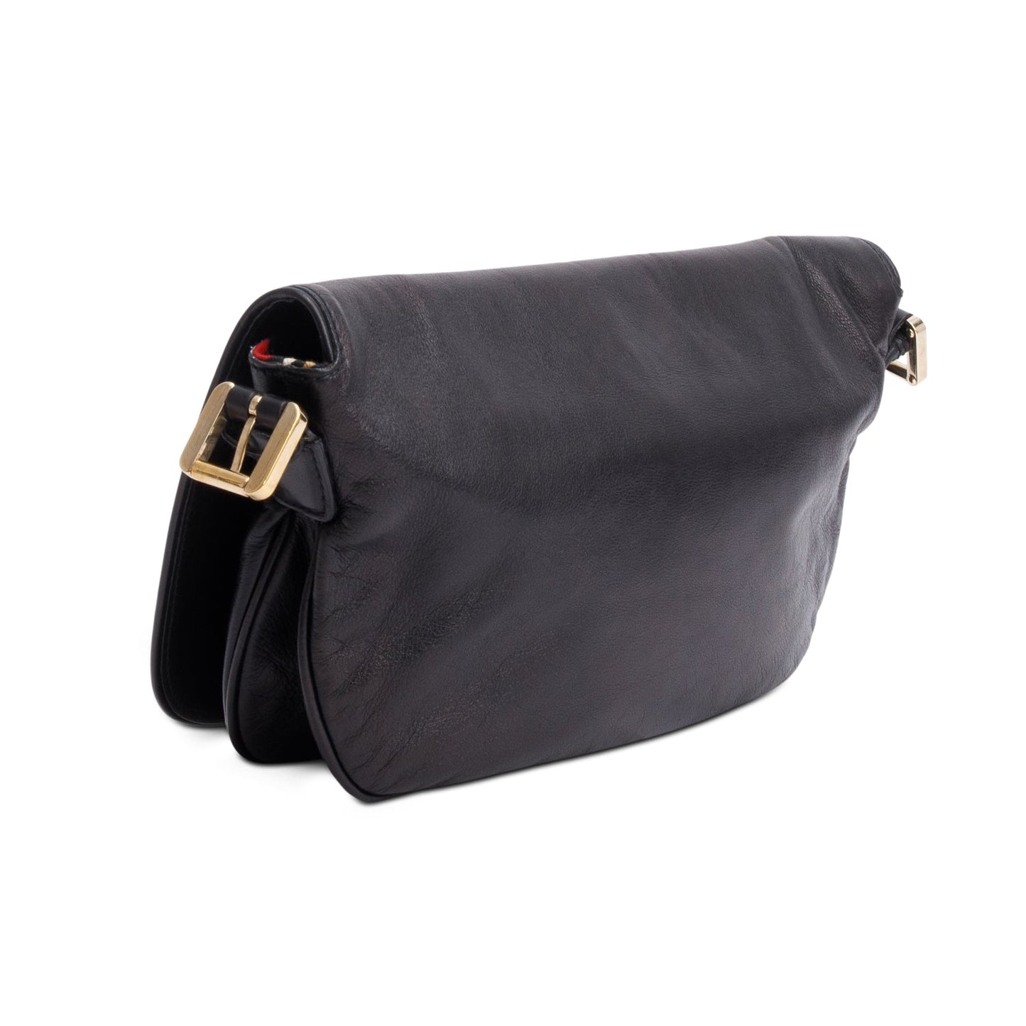 Gucci Black Leather GG Britt Flap Shoulder Bag