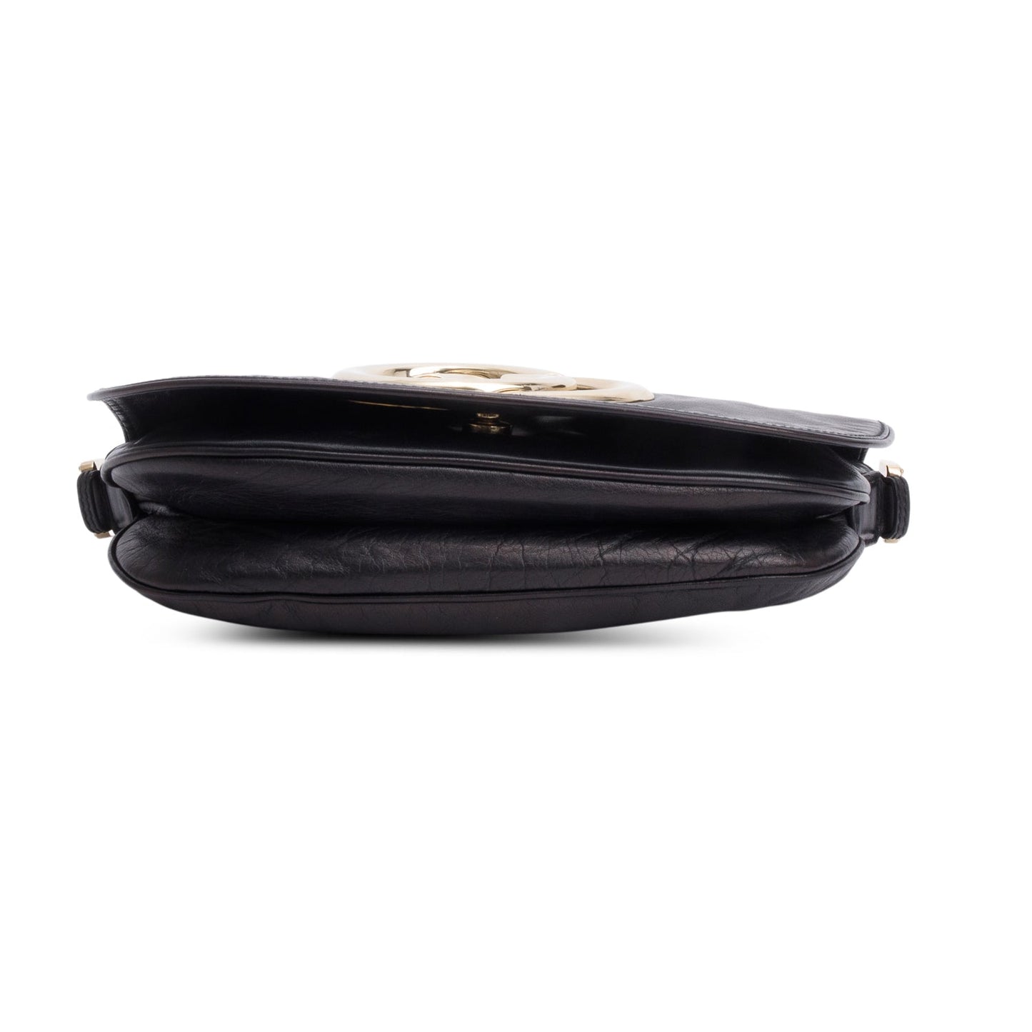 Gucci Black Leather GG Britt Flap Shoulder Bag
