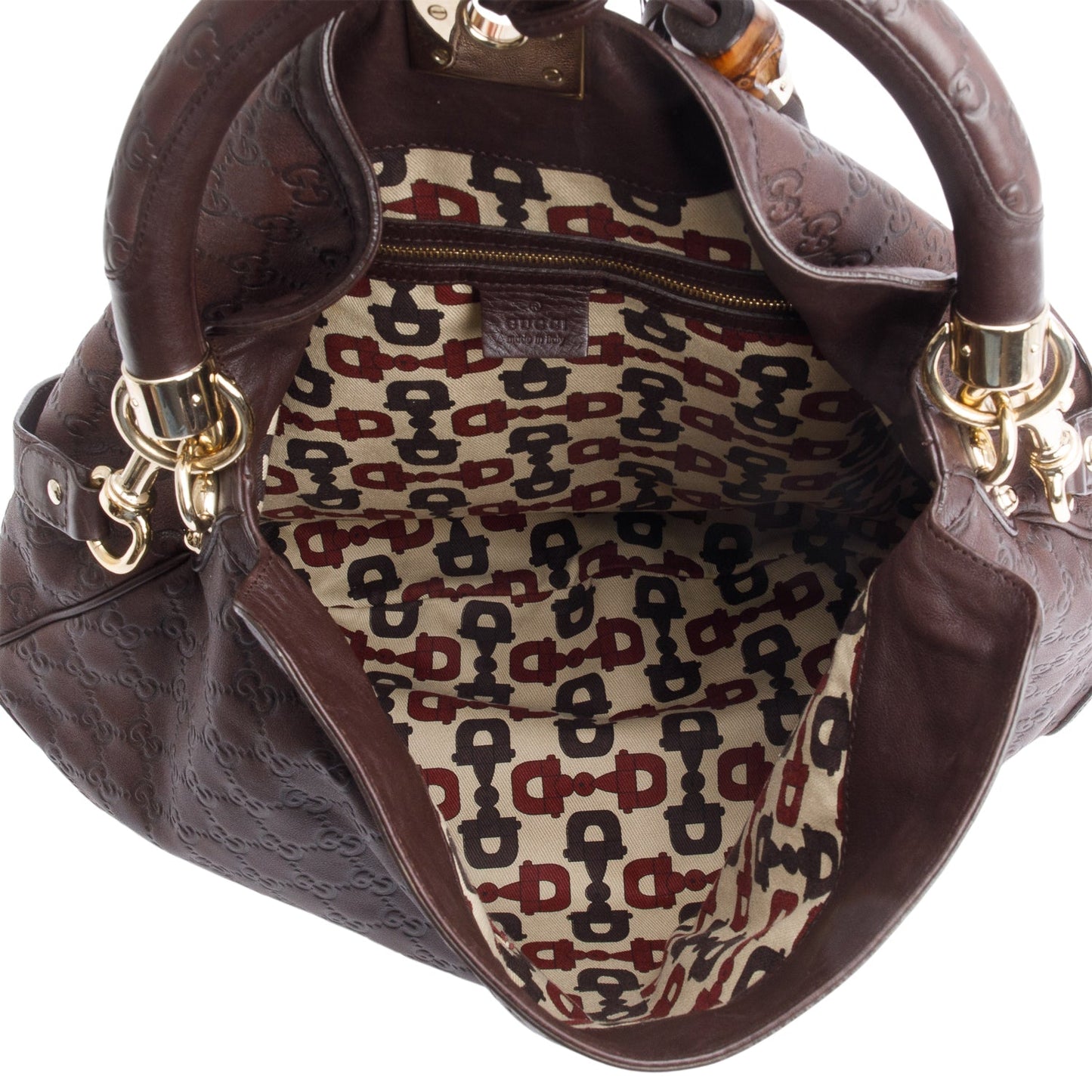Gucci Brown Guccissima Leather Large  Bamboo Indy Tassel Hobo