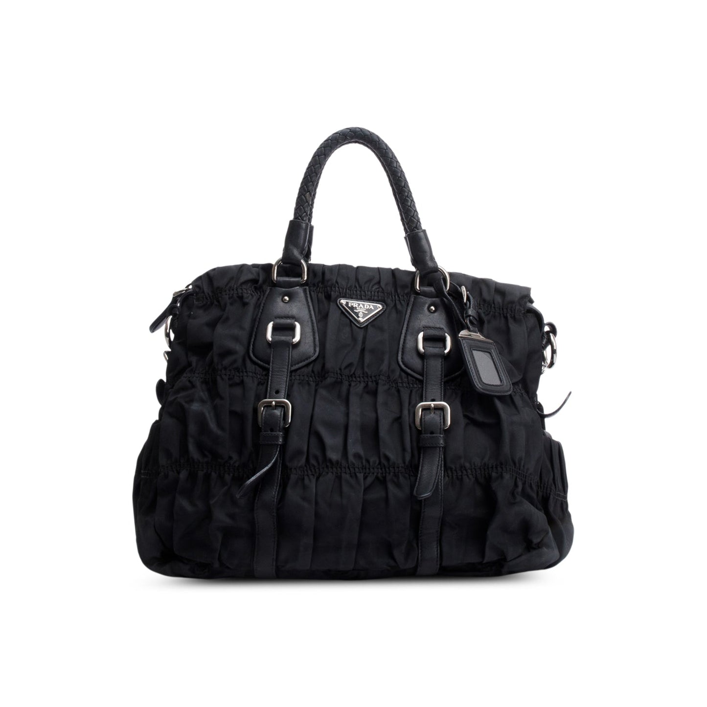 Prada Black Letaher Trimmed Tessuto Nylon Gaufre Tote