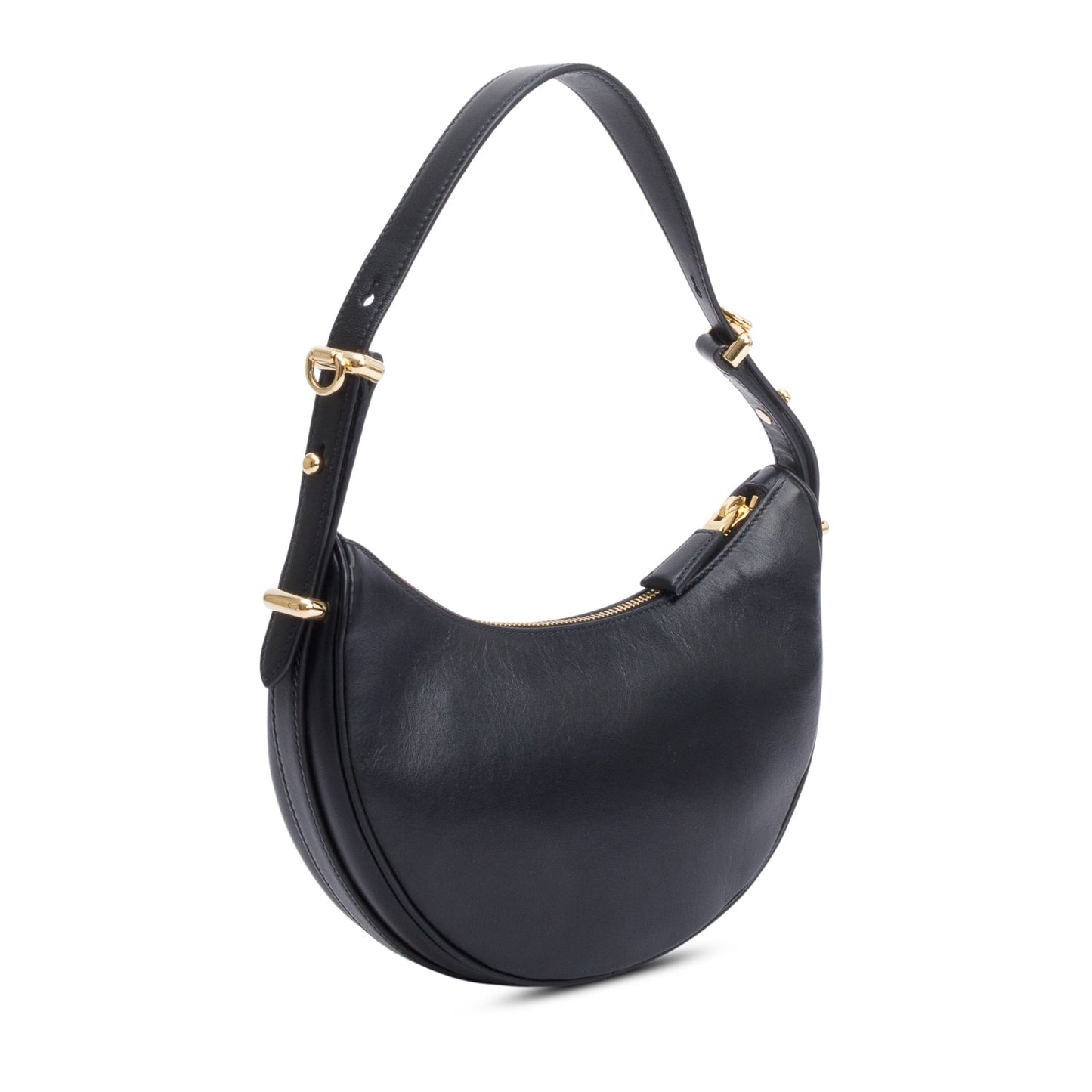 Prada Black Soft Calf Leather Small Arque Shoulder Bag