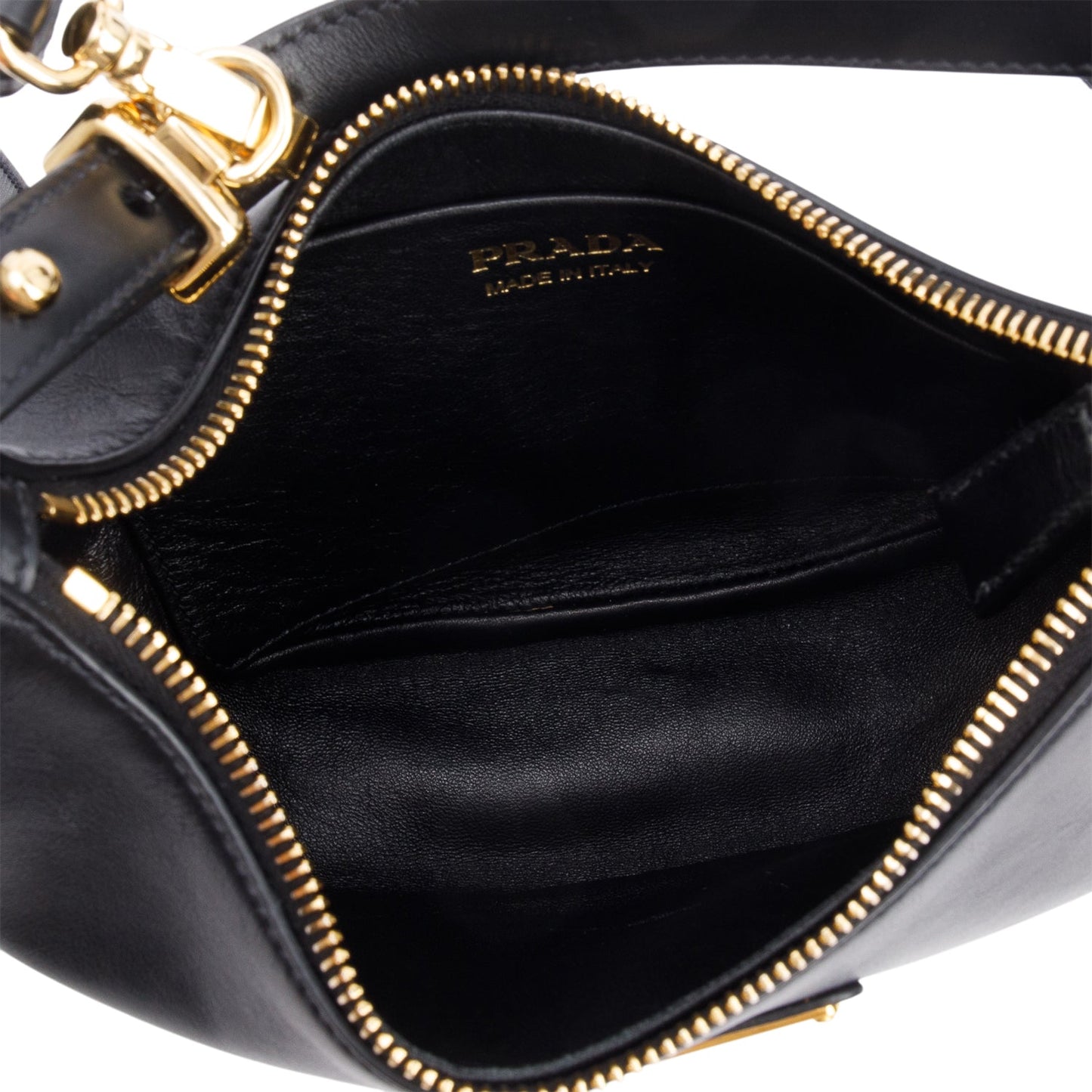 Prada Black Soft Calf Leather Small Arque Shoulder Bag
