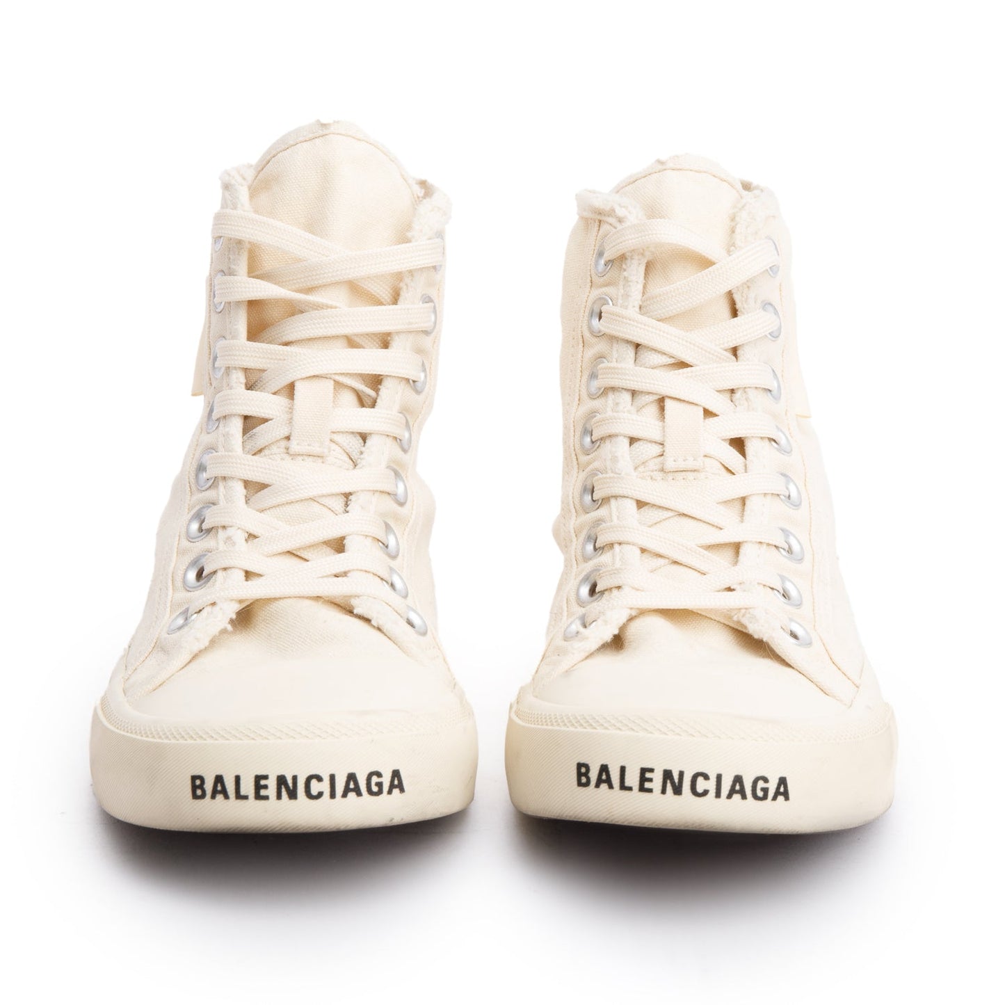 Balenciaga Neutral Canvas Paris Hight-Top Sneakers, Size 37