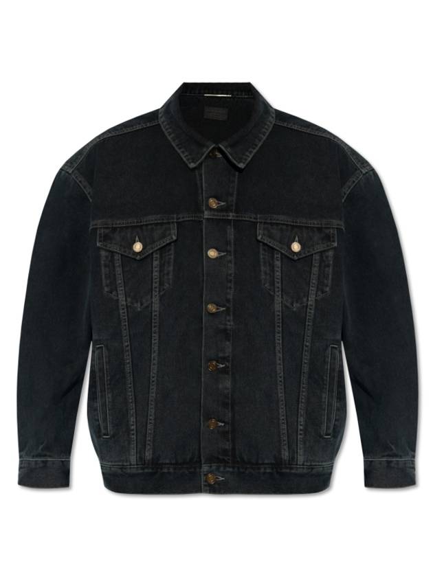 Luxury Saint Laurent Trending 2025 Egg Shape Denim Jacket Dark Blue Black