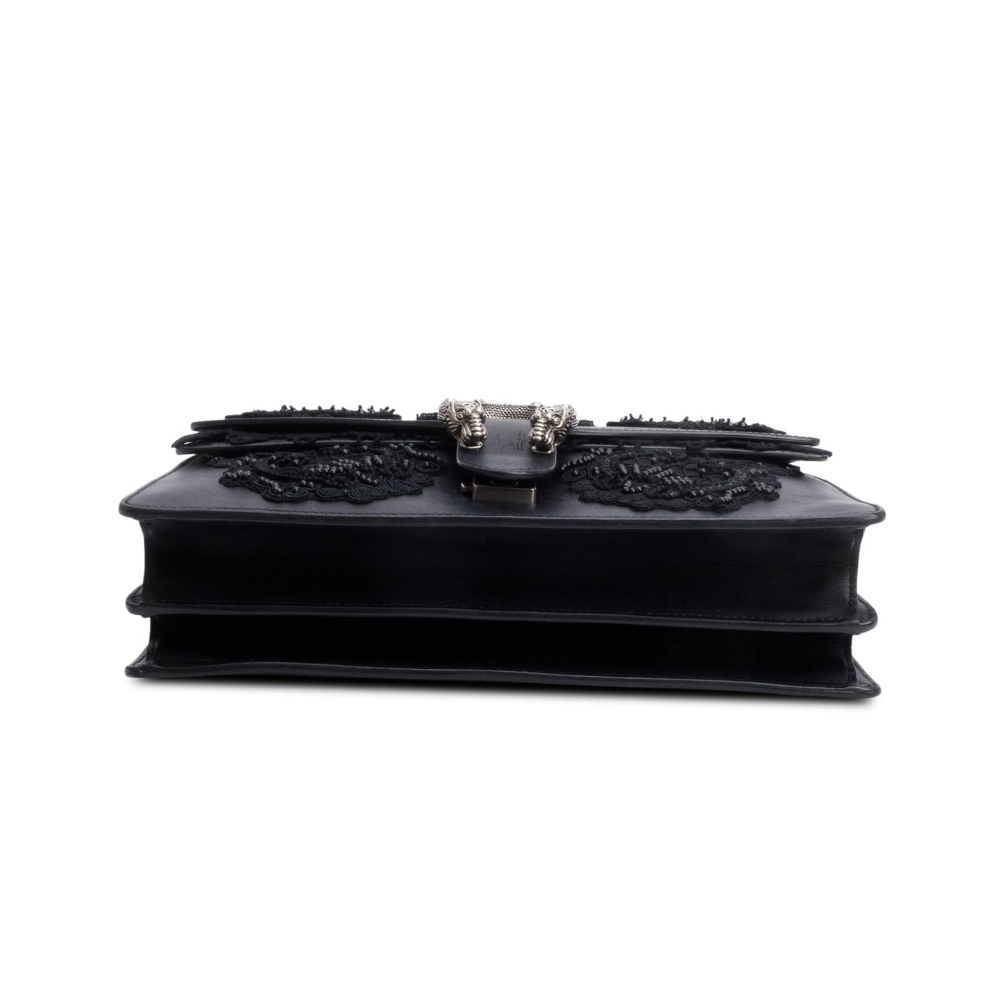Gucci Black Lace Beaded Embellishment Leather Dionysus Medium Shoulder Bag