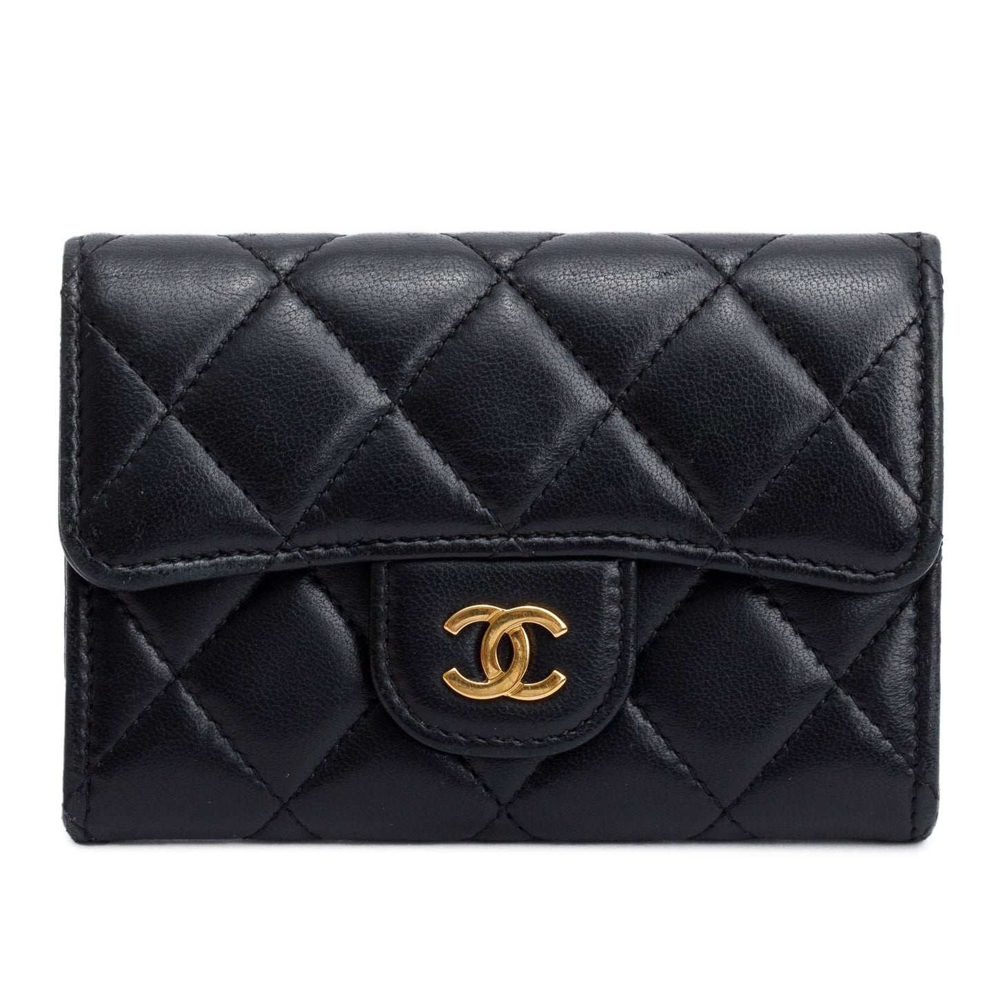 Chanel Black Quilted Lambskin Leather Classic Flap Card Holder