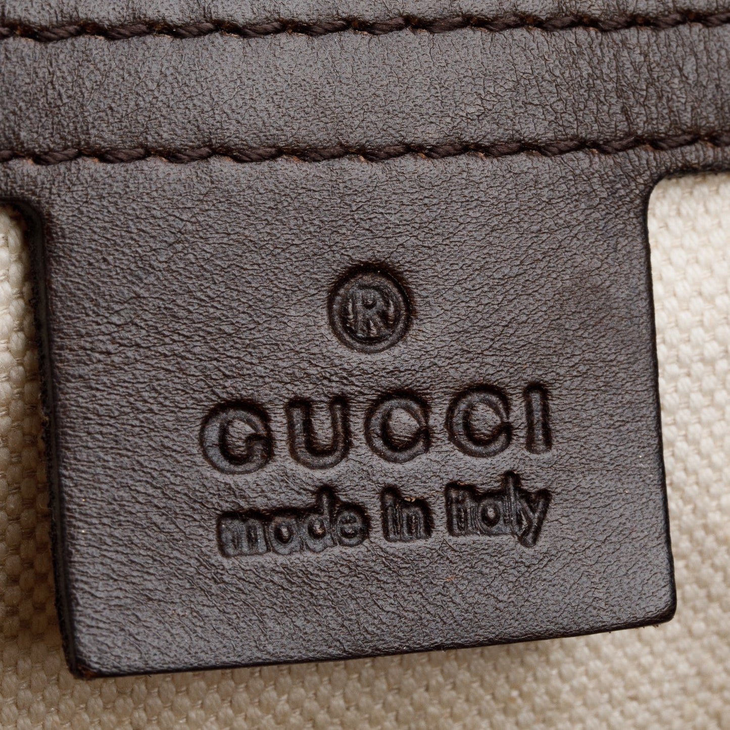 Gucci Beige GG Canvas Brown Leather Trim Joy Boston Bag