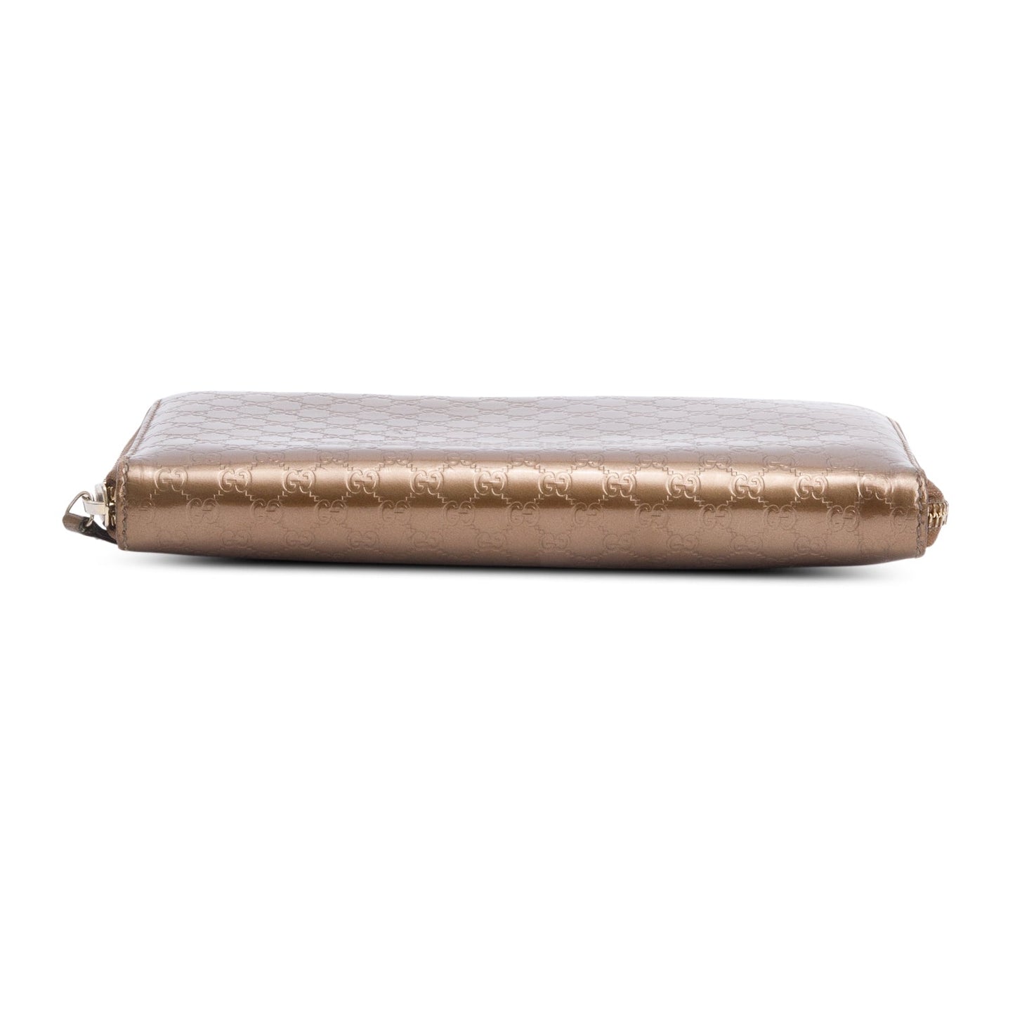 Gucci Brown Microguccissima Patent Leather Zip Around Wallet Organizer