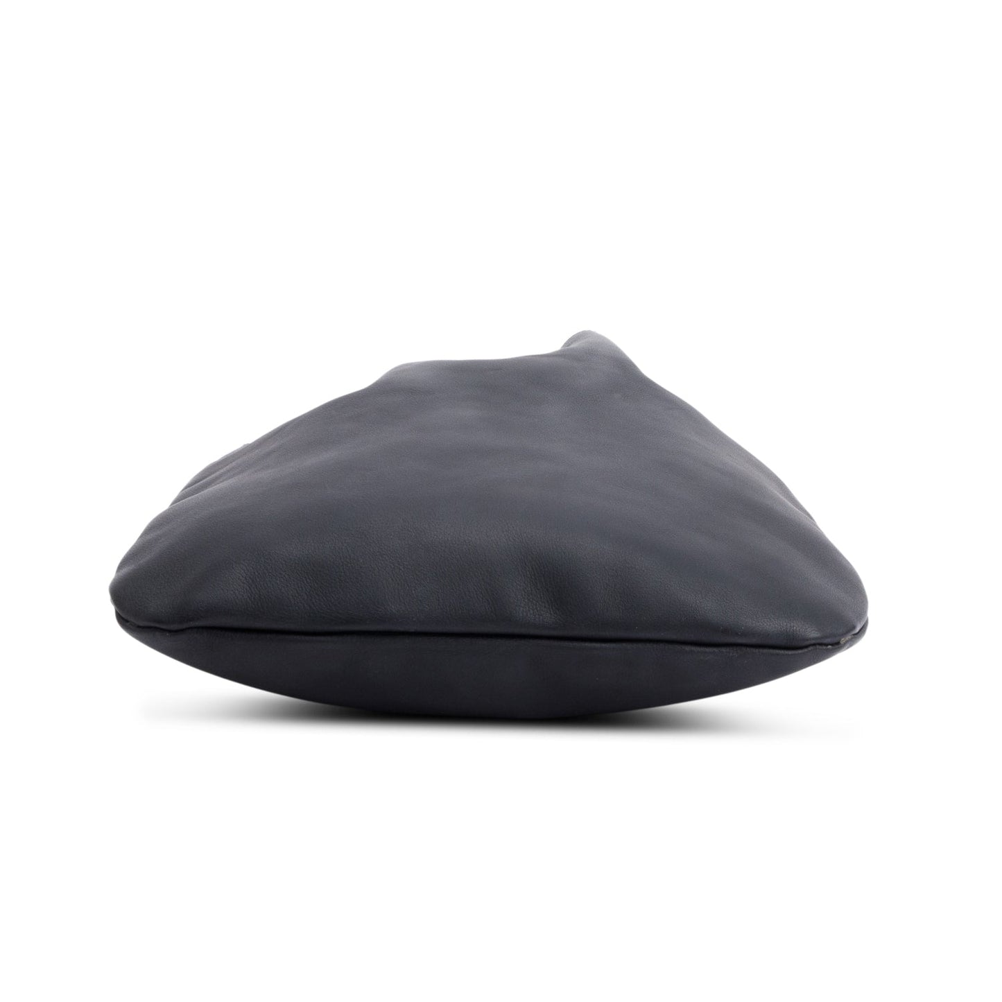 Saint Laurent Black Calfskin Leather Medium Jen Flat Drawstring Bag