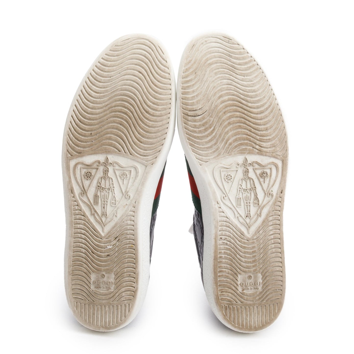 Gucci Black GG Signature Leather Web Men's Ace Sneakers, Size 34