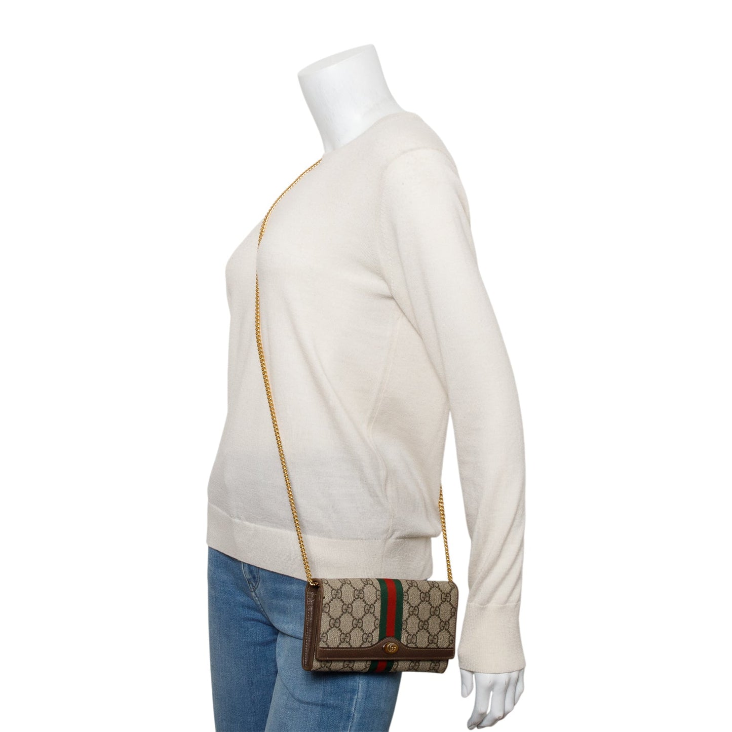 Gucci Beige GG Supreme Ophidia GG Web Wallet on Chain