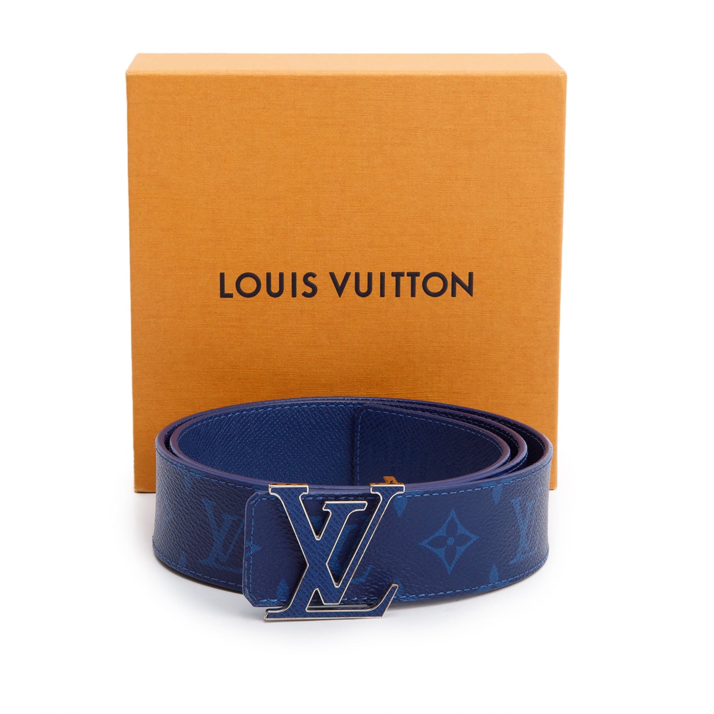 Louis Vuitton Blue Monogram Canvas LV Initiales 40 MM Reversible Belt, Size 90 36