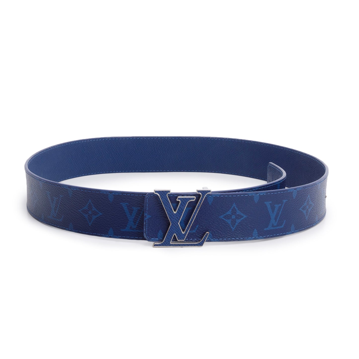 Louis Vuitton Blue Monogram Canvas LV Initiales 40 MM Reversible Belt, Size 90 36