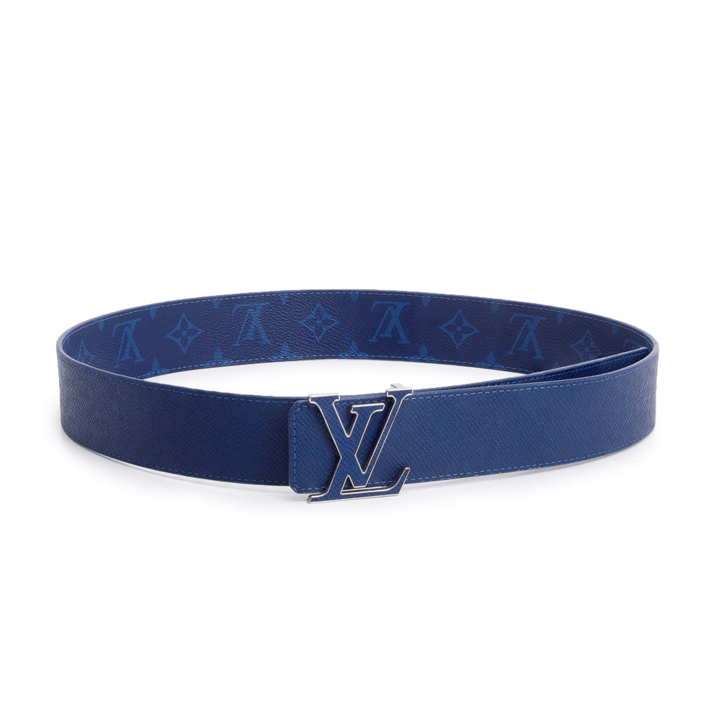 Louis Vuitton Blue Monogram Canvas LV Initiales 40 MM Reversible Belt, Size 90 36