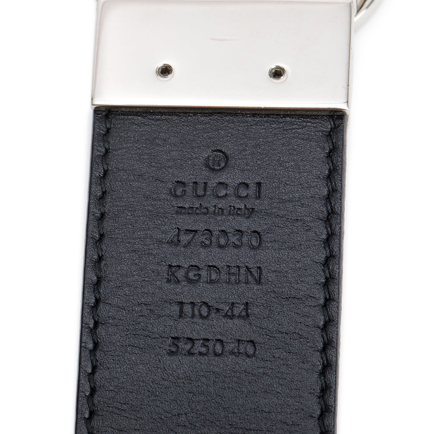 Gucci GG Supreme Canvas Black Calfskin Leather Interlocking G Reversible Belt 110 44