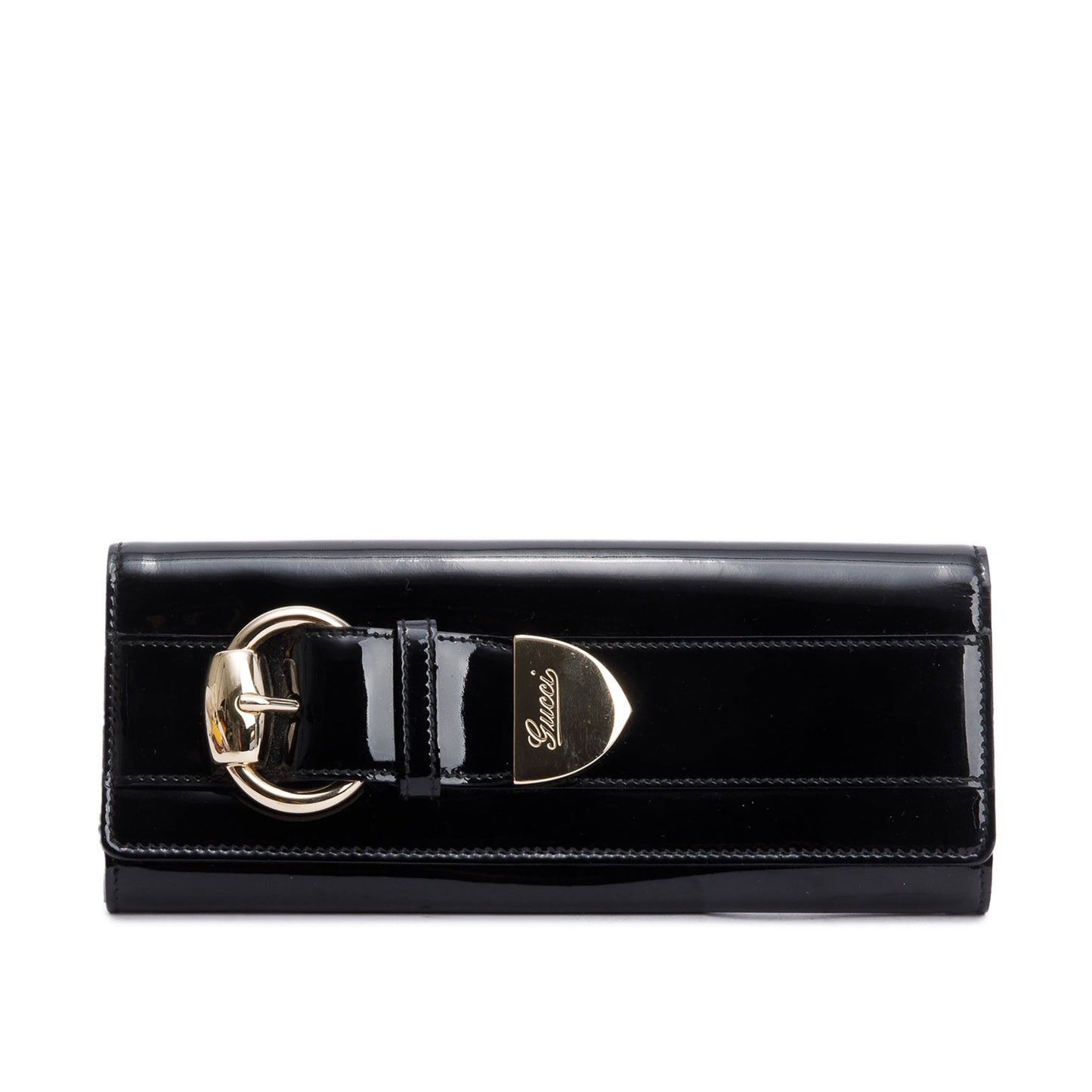 Gucci Black Patent Leather Romy Clutch
