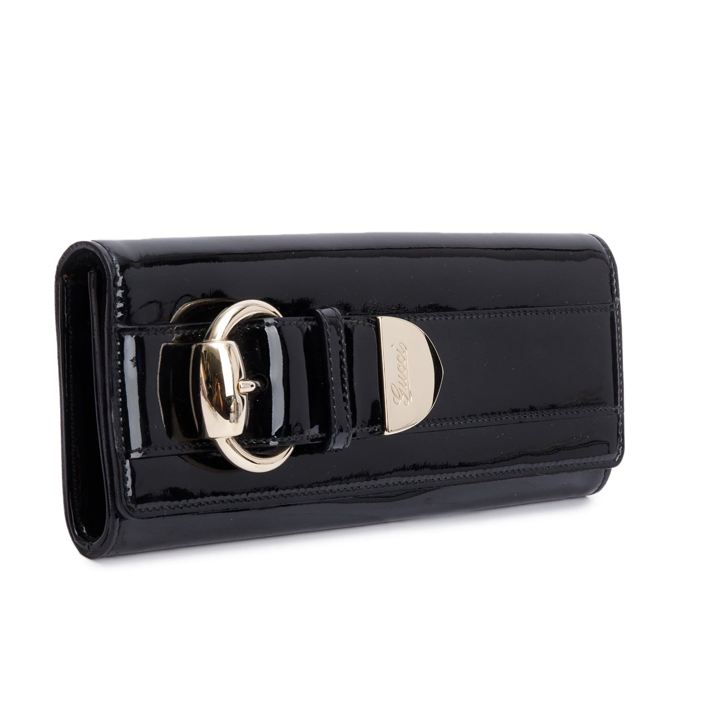 Gucci Black Patent Leather Romy Clutch