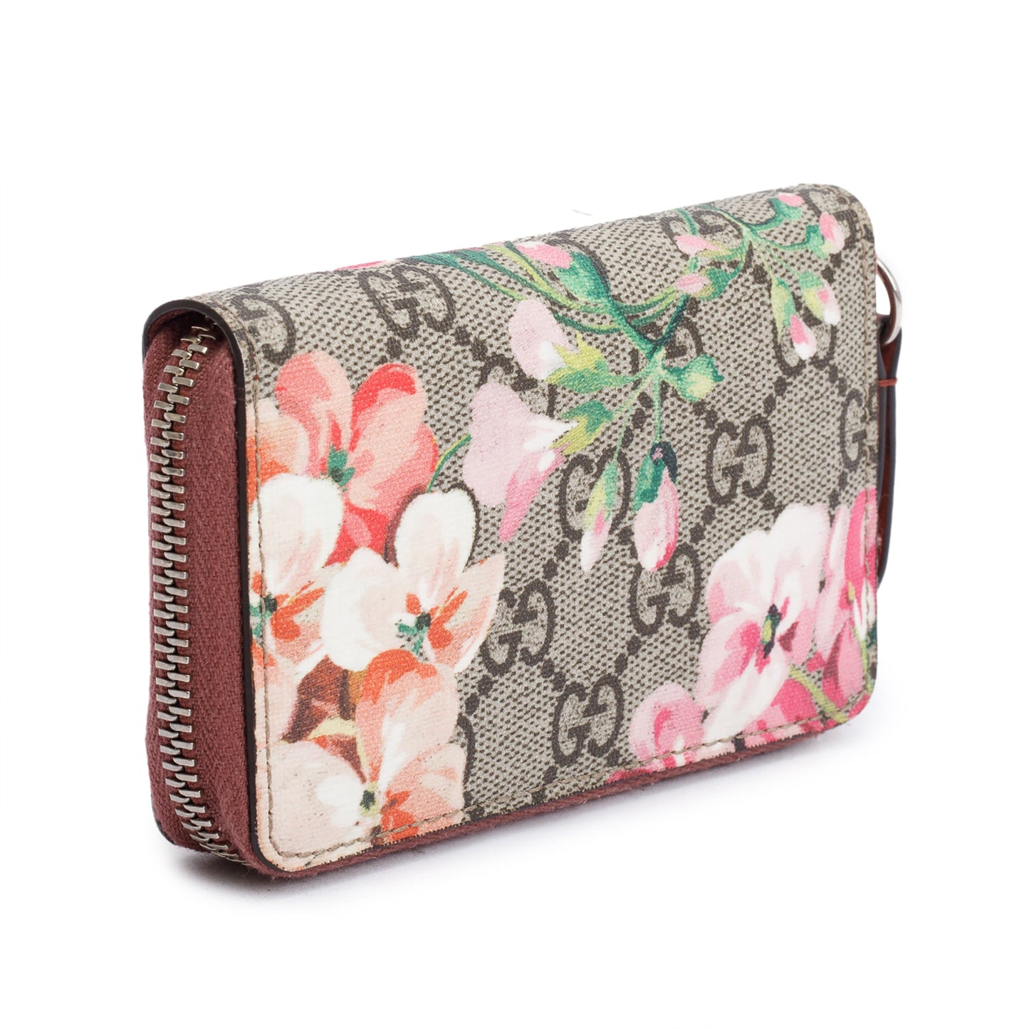 Gucci GG Supreme Blooms Zip Around Card Case Wallet