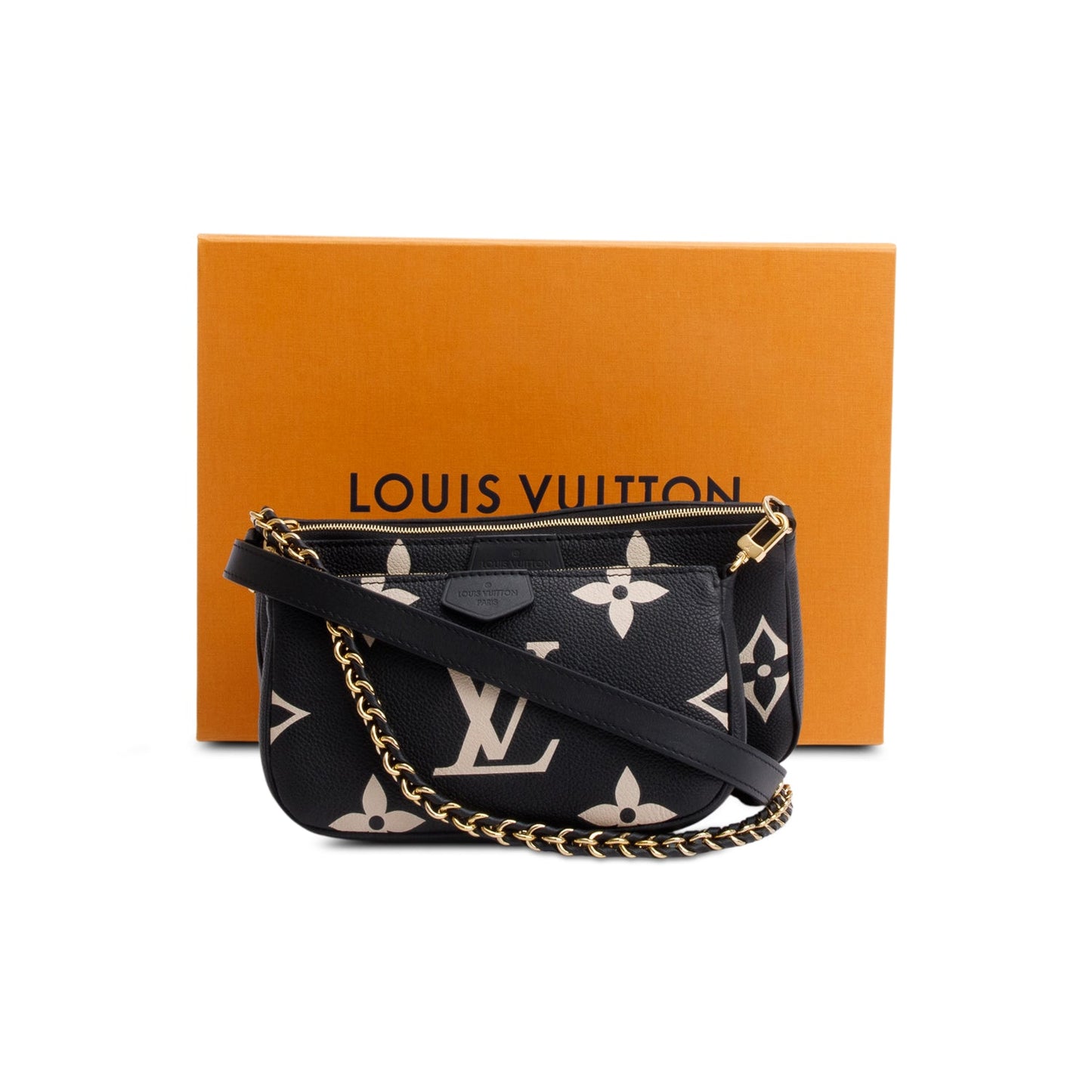 Louis Vuitton 2024 Black Monogram Bicolor Empreinte Leather Pochette Accessoires