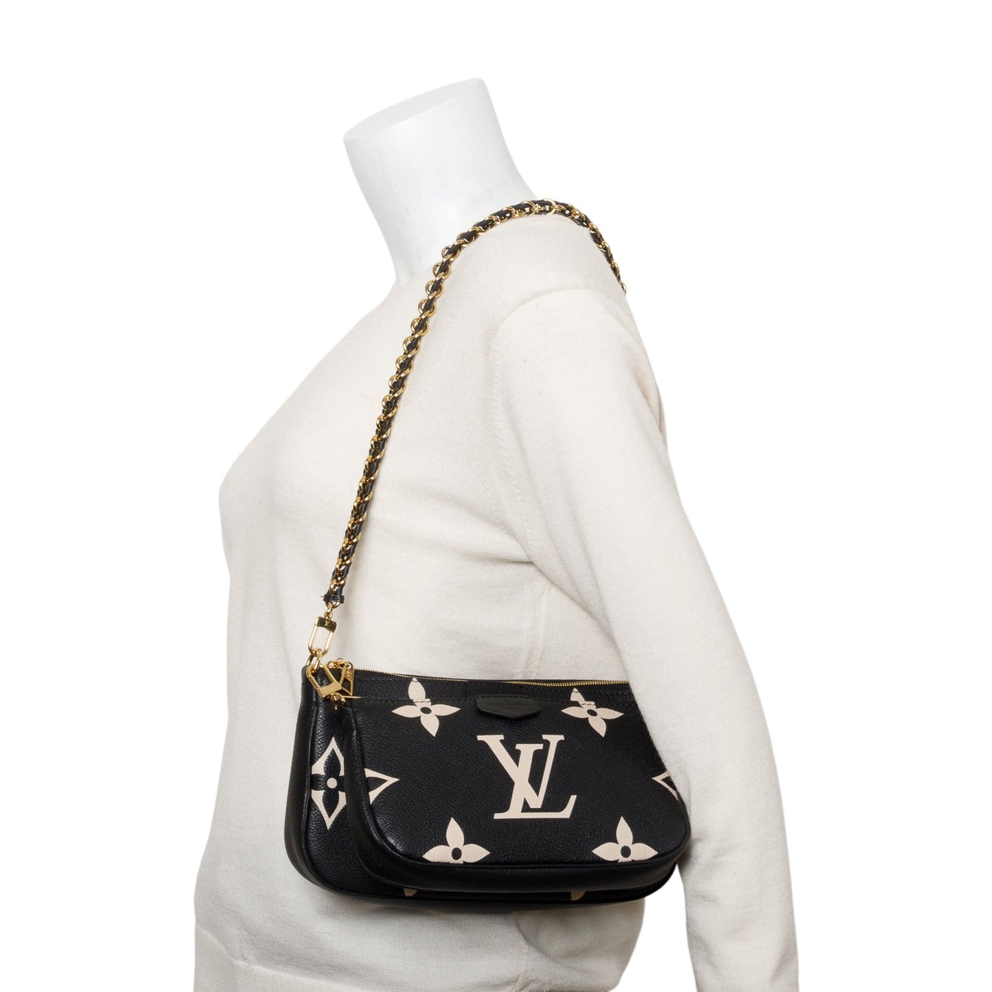 Louis Vuitton 2024 Black Monogram Bicolor Empreinte Leather Pochette Accessoires