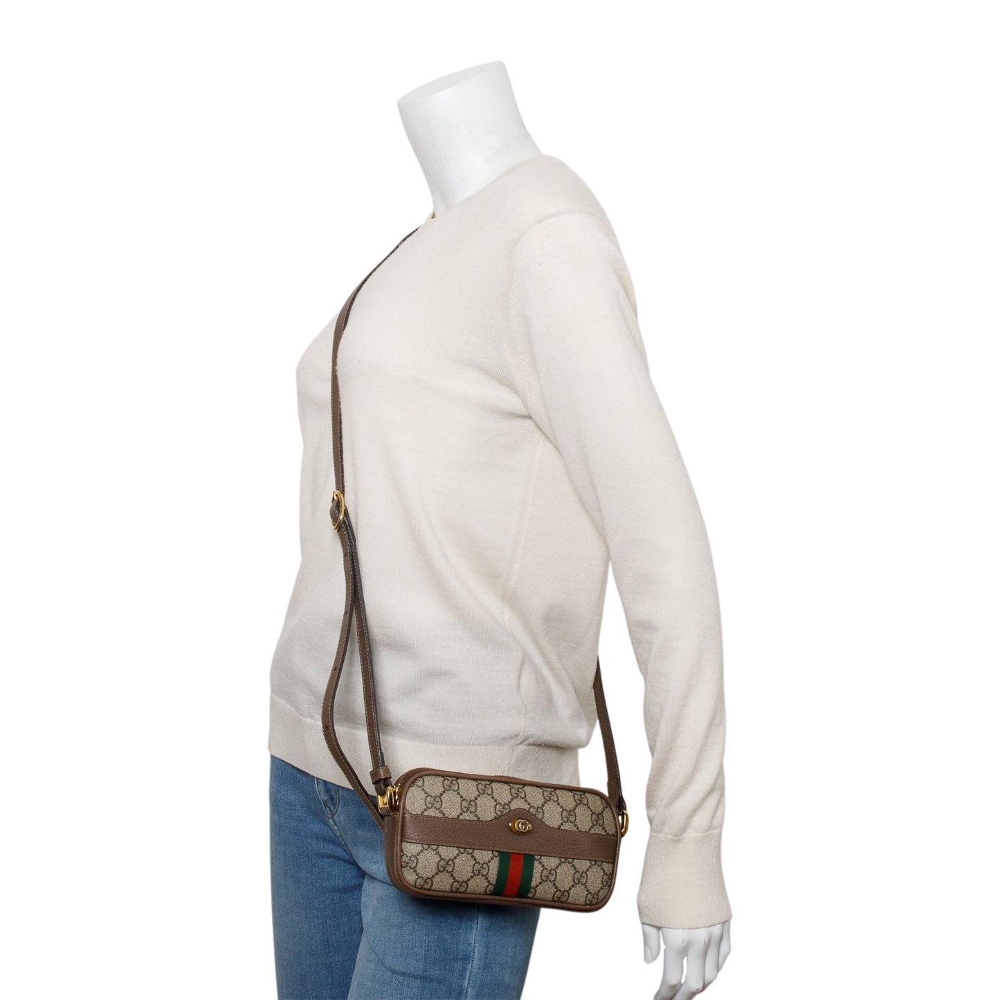 Gucci Beige GG Supreme Ophidia Mini