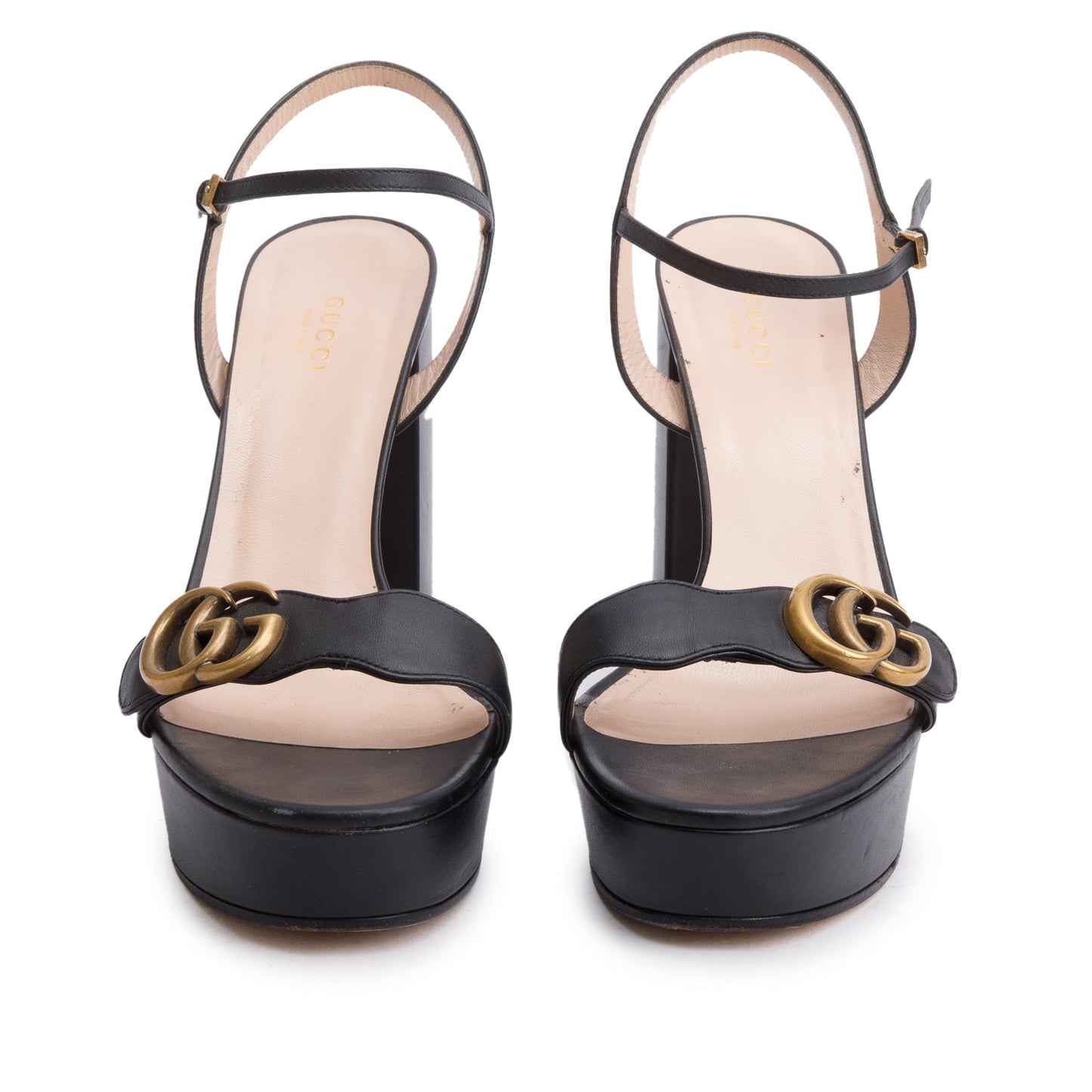 Gucci Black GG Marmont Leather Lifford Platform Sandals, Size 40