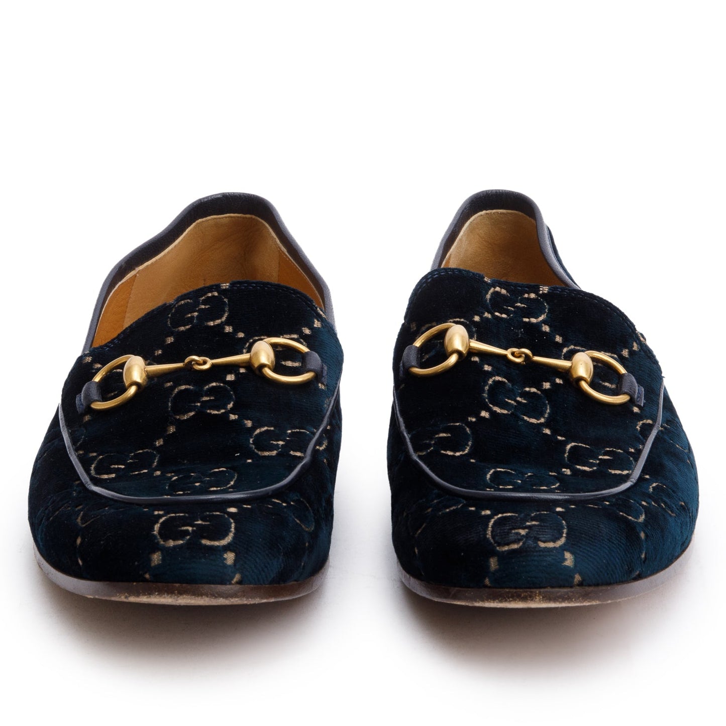 Gucci Blue GG Velvet Horsebit Accent Men's Jordaan Loafers, Size 10