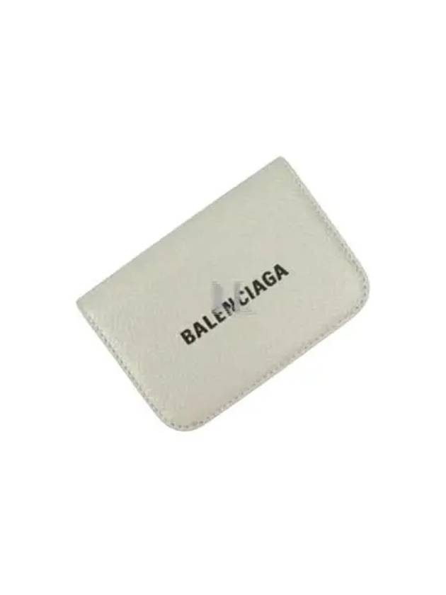 Luxury Balenciaga Trending 2025 Logo Tripold Leather Half-Wallet Light Grey
