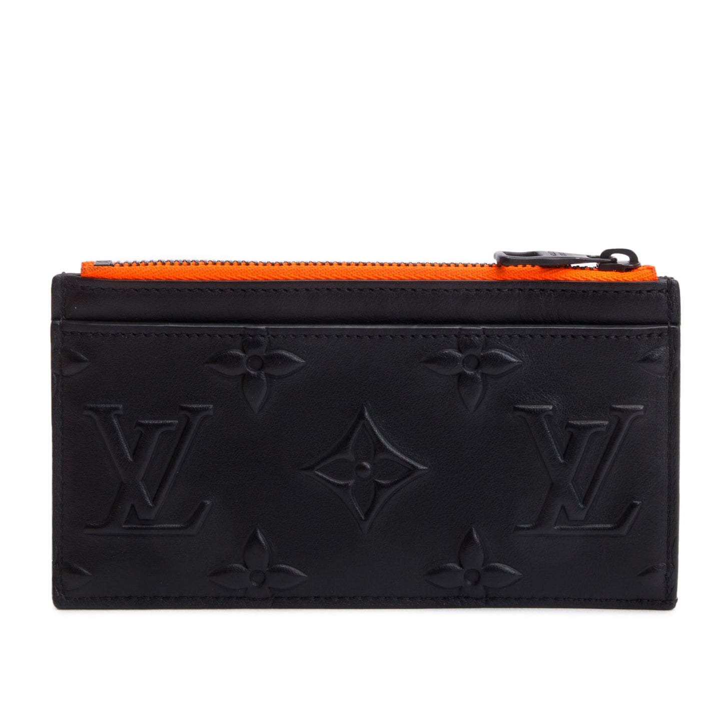 Louis Vuitton 2021 Black Monogram Seal Leather Coin Card Holder