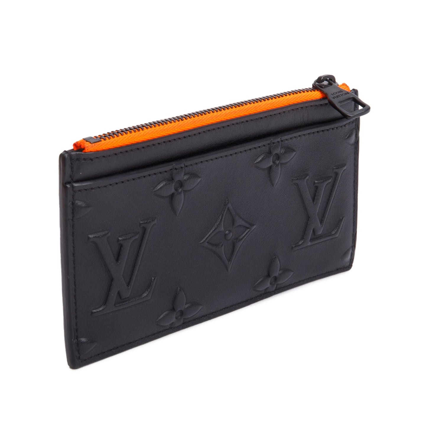 Louis Vuitton 2021 Black Monogram Seal Leather Coin Card Holder