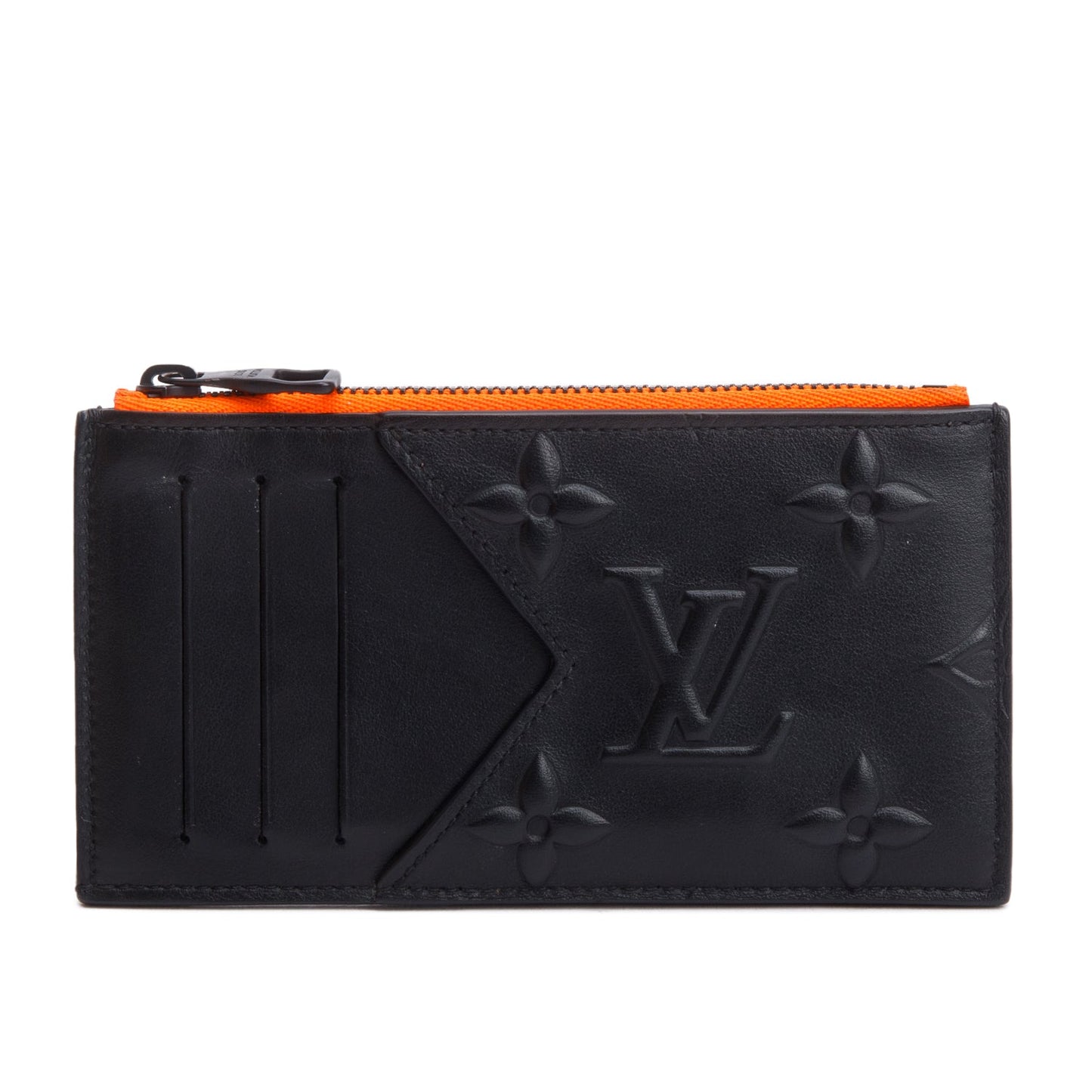 Louis Vuitton 2021 Black Monogram Seal Leather Coin Card Holder