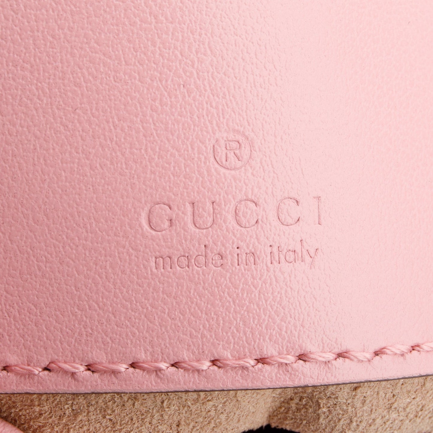 Gucci Pink Calfskin Leather GG Marmont Mini Bucket Bag