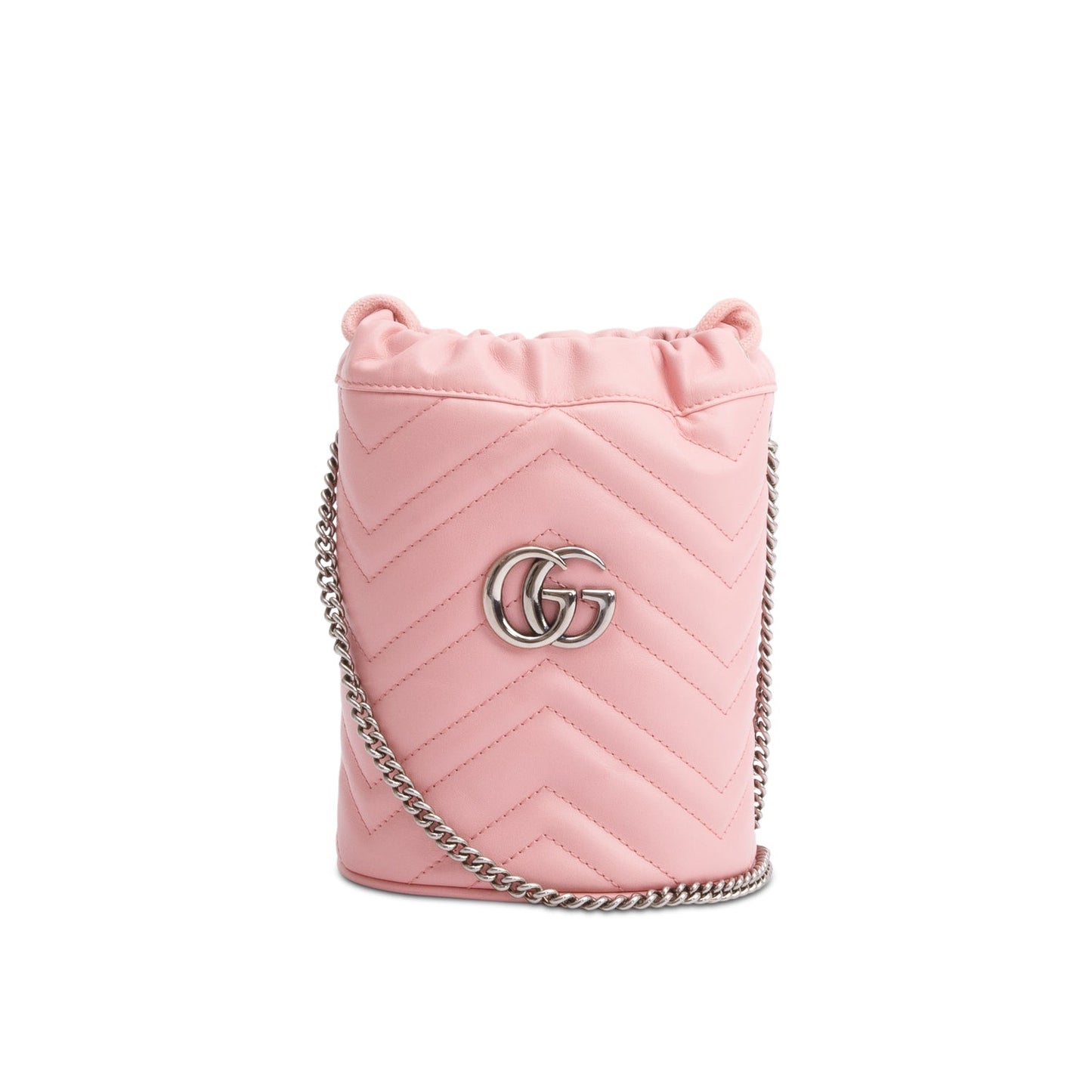 Gucci Pink Calfskin Leather GG Marmont Mini Bucket Bag