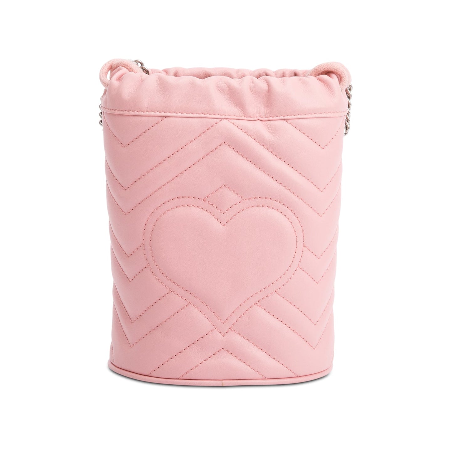 Gucci Pink Calfskin Leather GG Marmont Mini Bucket Bag