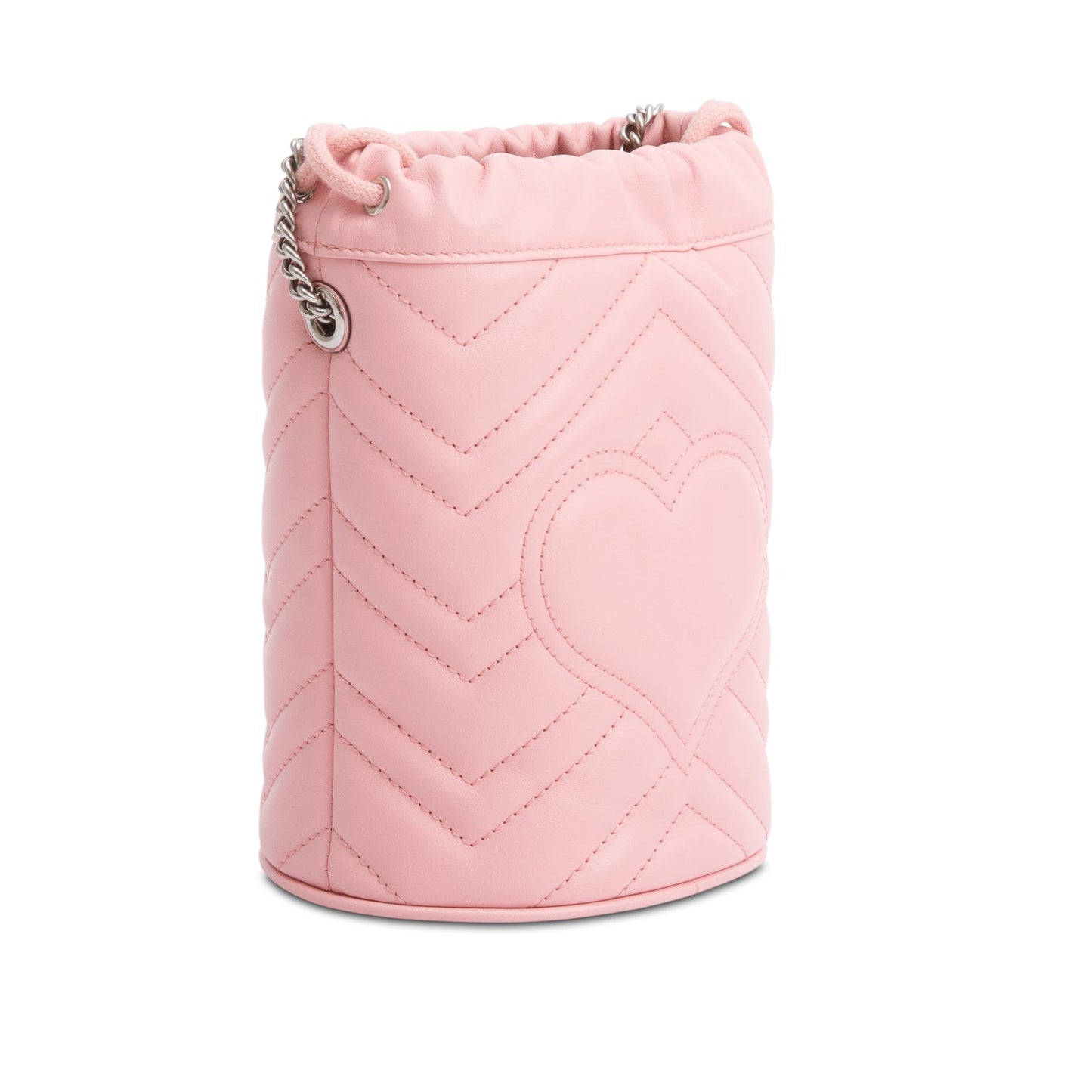 Gucci Pink Calfskin Leather GG Marmont Mini Bucket Bag