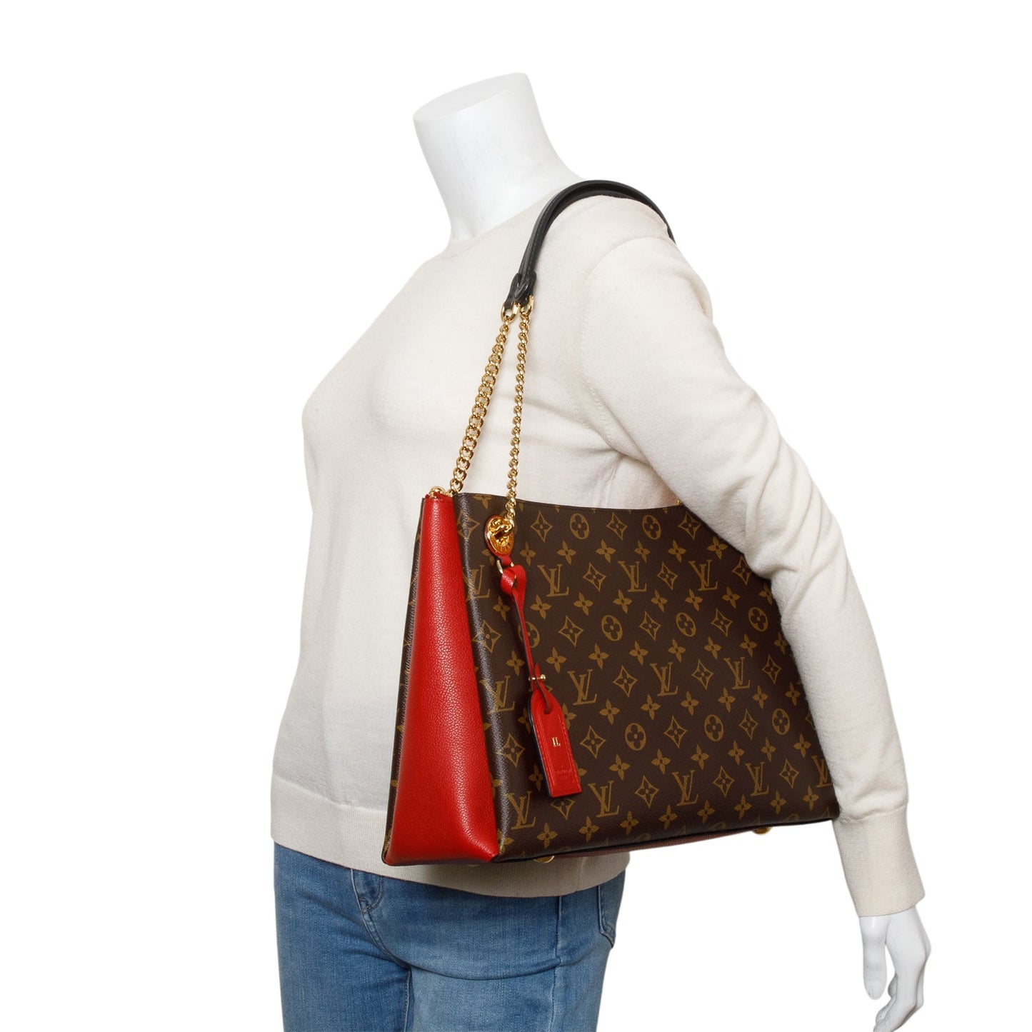 Louis Vuitton Monogram Red Leather Trim Surene MM