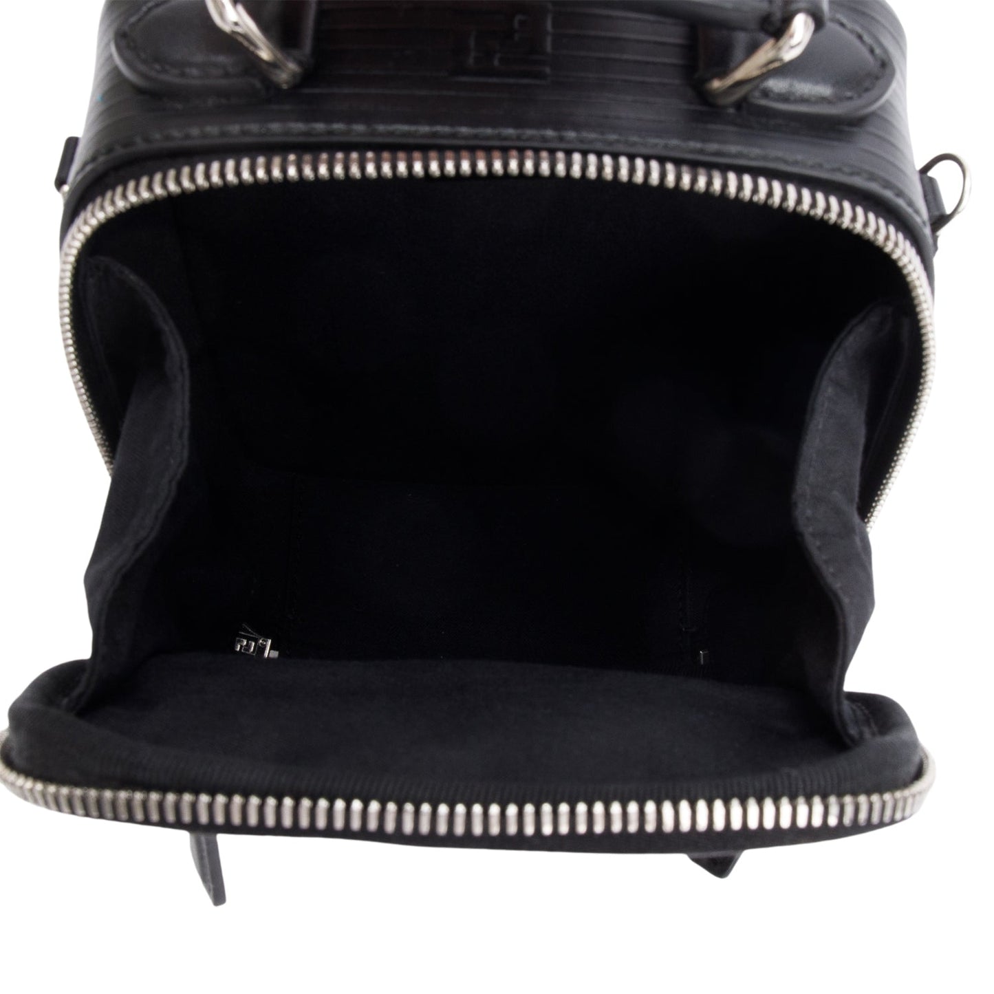 Fendi Black Vitello Astro Rubber Effect Mini Trolley Bag