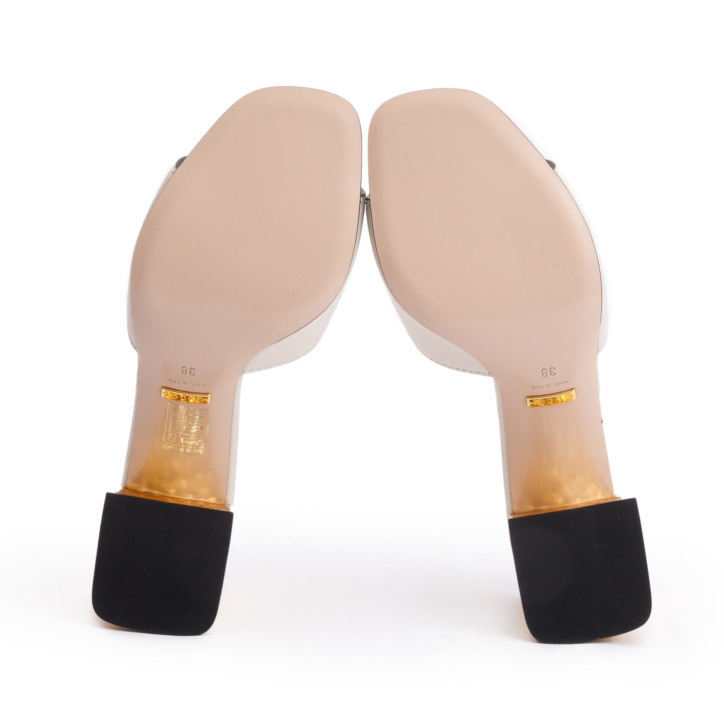 Gucci White Leather Interlocking G Cutout Slide Sandals, Size 38
