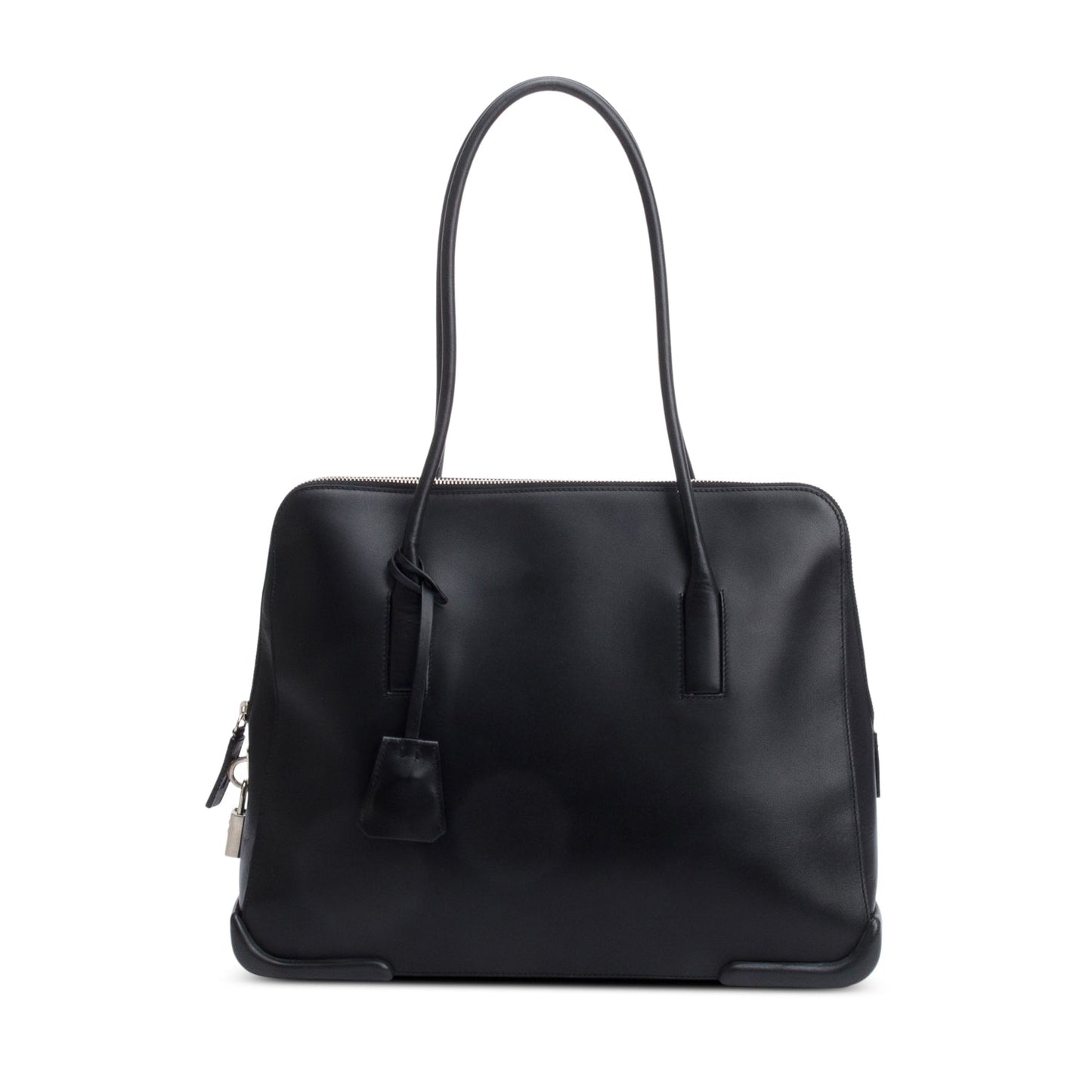 Prada Black Soft Calf Leather Dome Tote