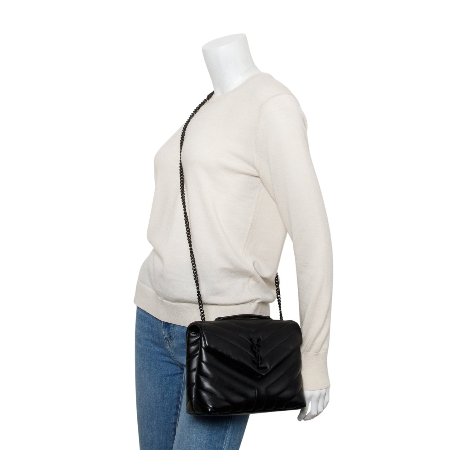 Saint Laurent So Black Quilted Leather Small Loulou Shoulder Bag