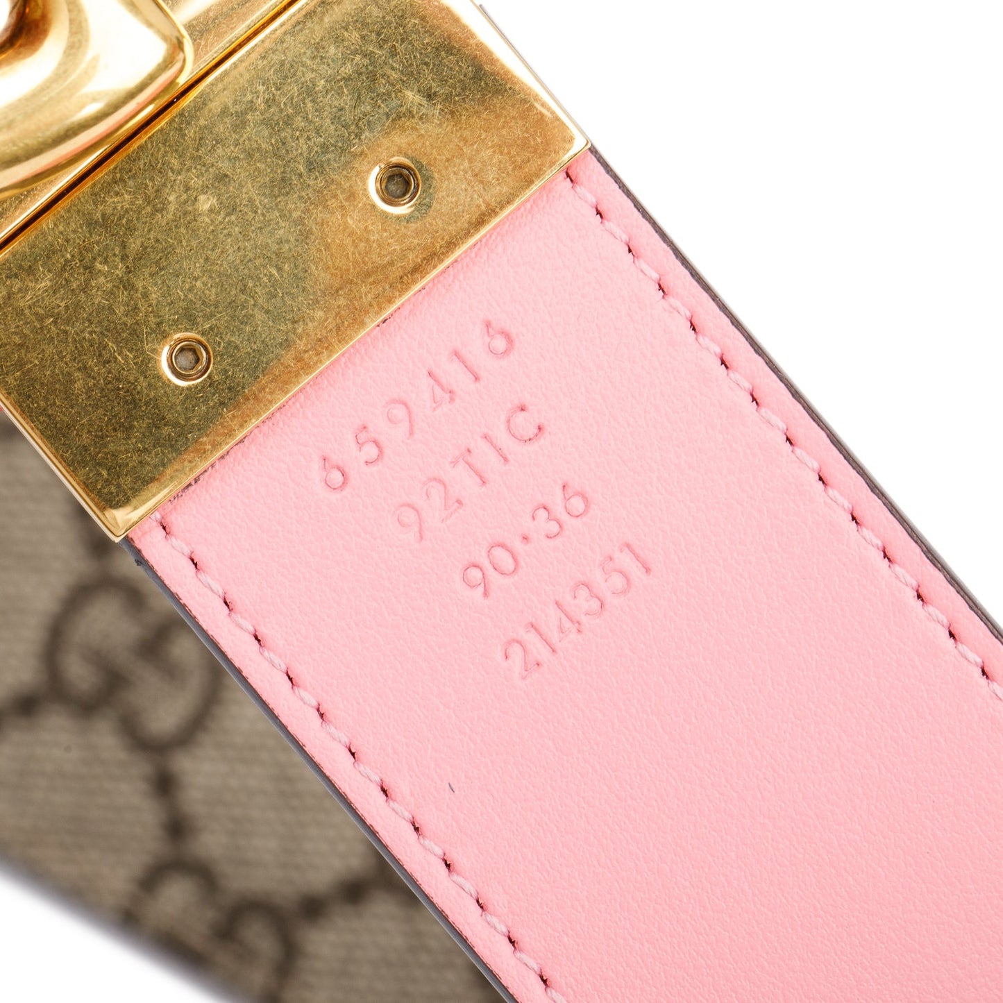 Gucci GG Supreme Canvas Pink Calfskin Leather GG Marmont Reversible Belt 90 36