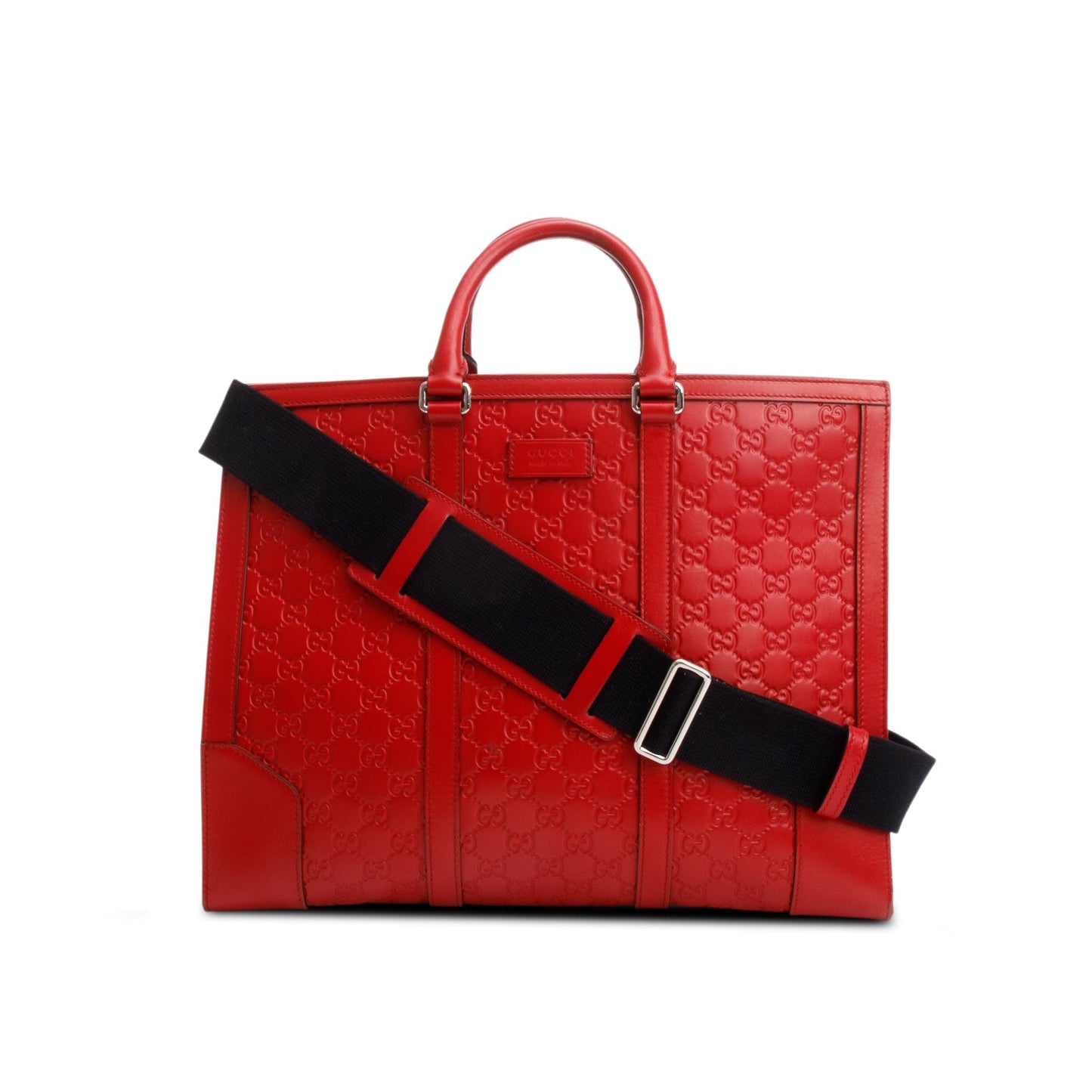 Gucci Red Guccissima Leather Signature Large Convertible Top Handle Tote