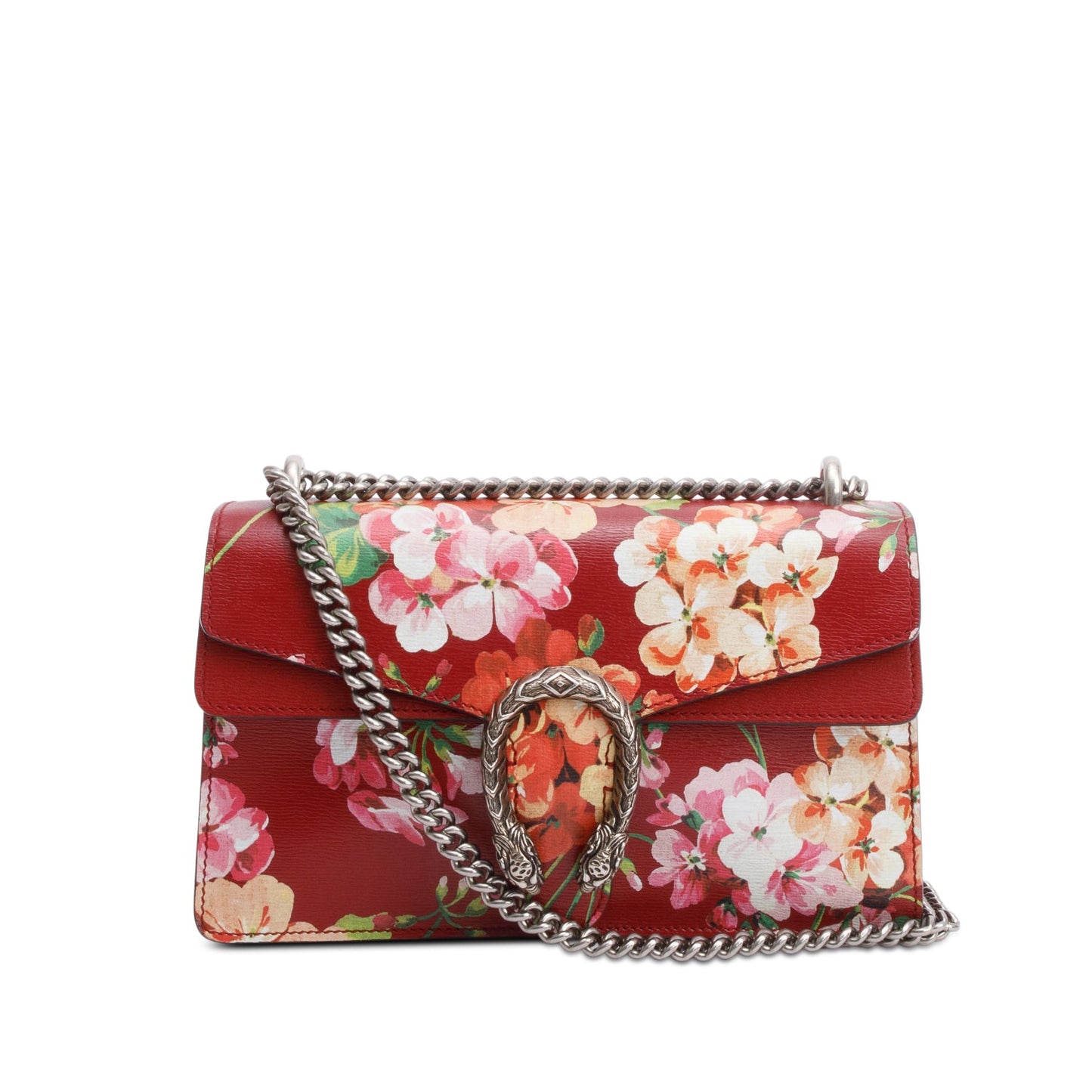 Gucci Red Floral Print Calfskin Leather Small Dionysus Shoulder Bag